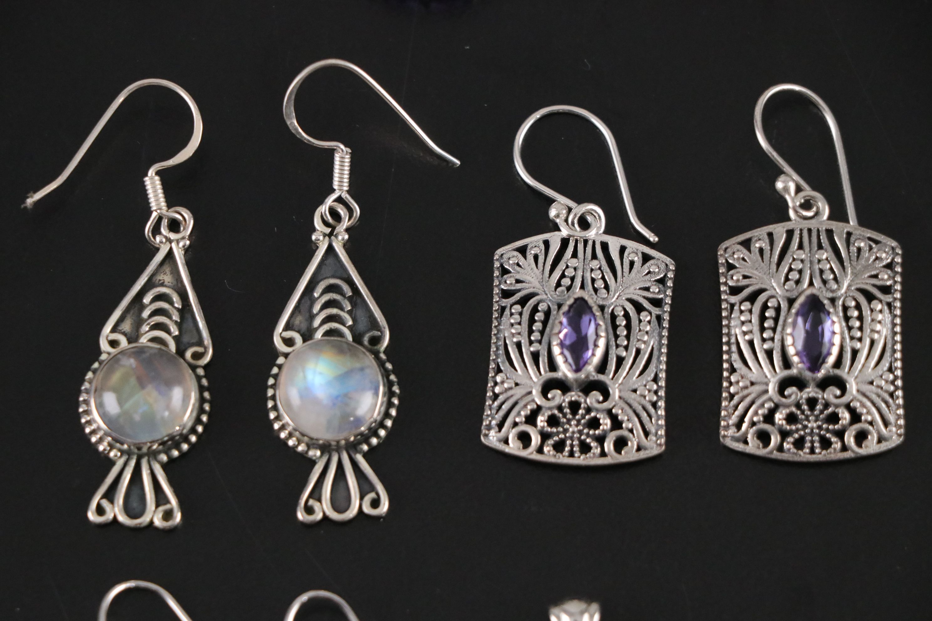 14 Assorted Sterling Silver Rings, Necklaces and Earrings