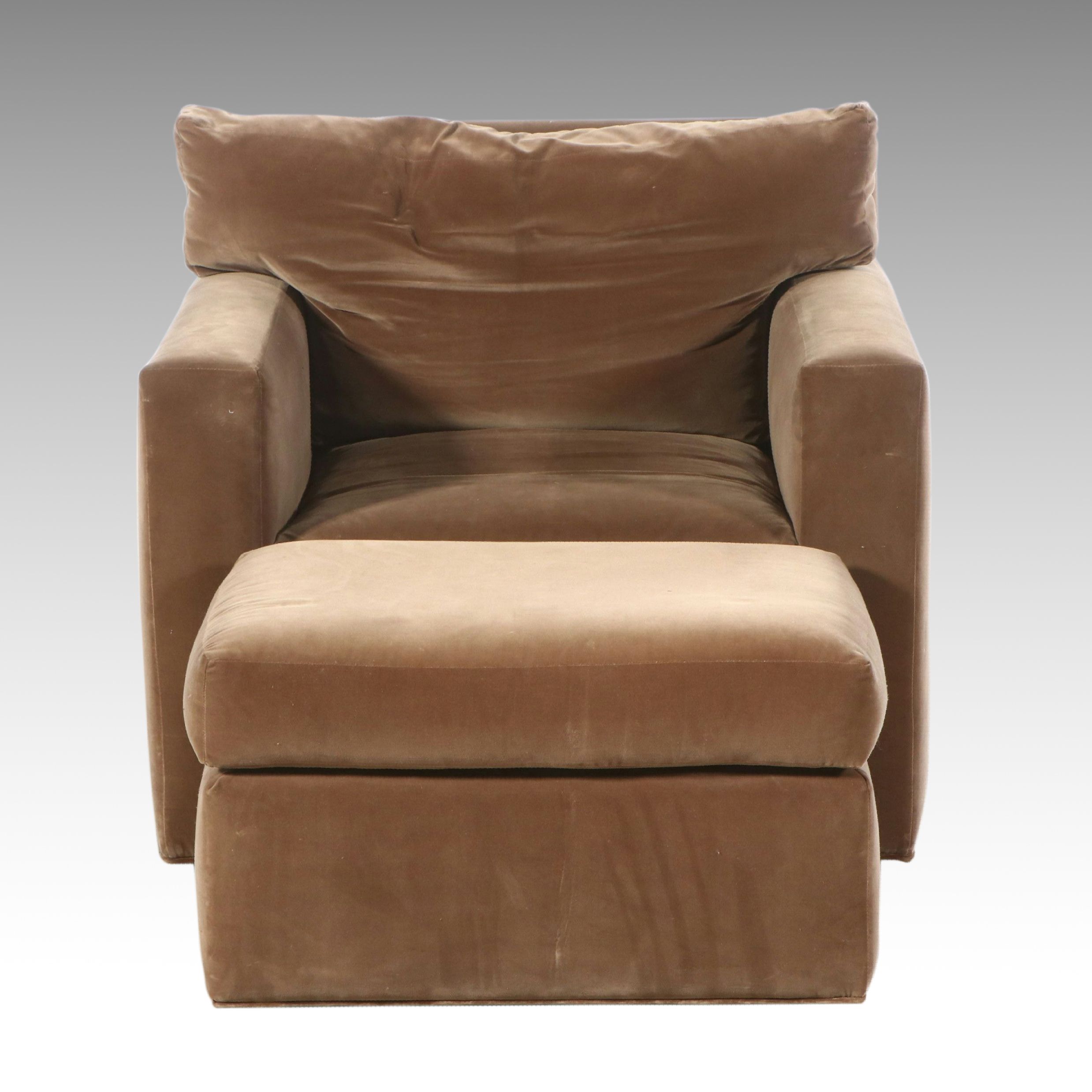 Michael I. Rudin Custom Los Angeles Club Chair and Matching Ottoman