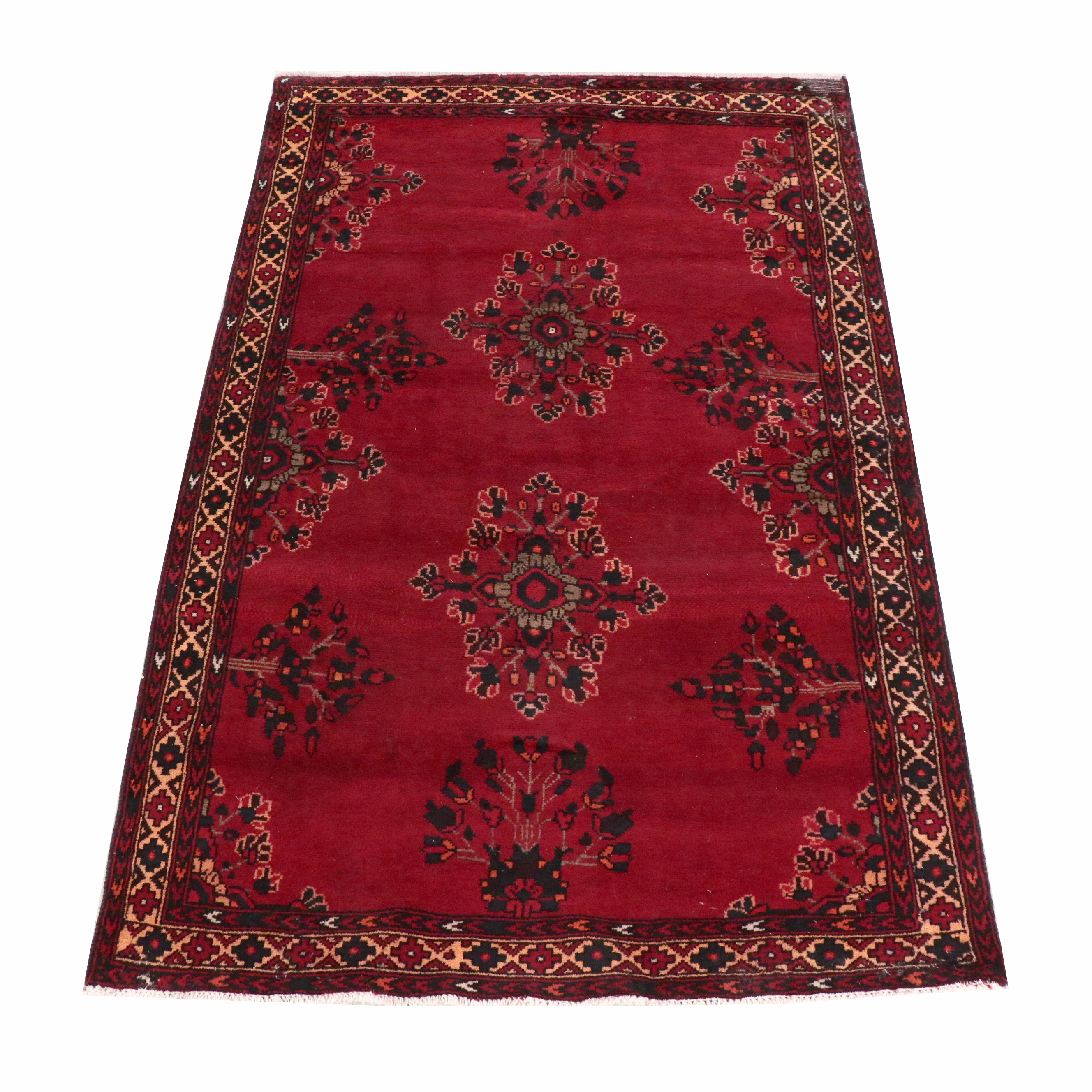 4'5 x 6'10 Hand-Knotted Persian Sarouk Area Rug