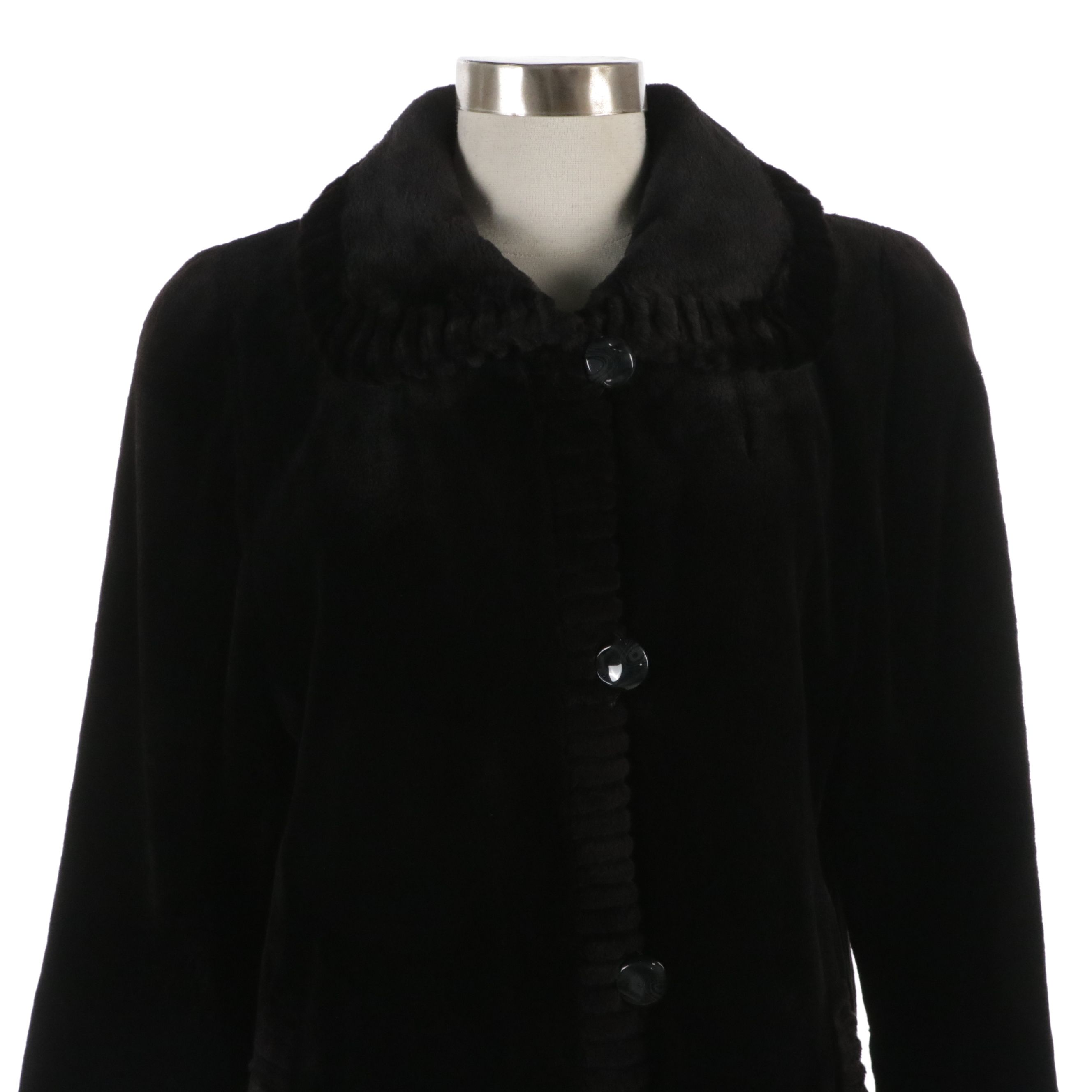 Reversible Sheared Mink Fur and Fabric Coat