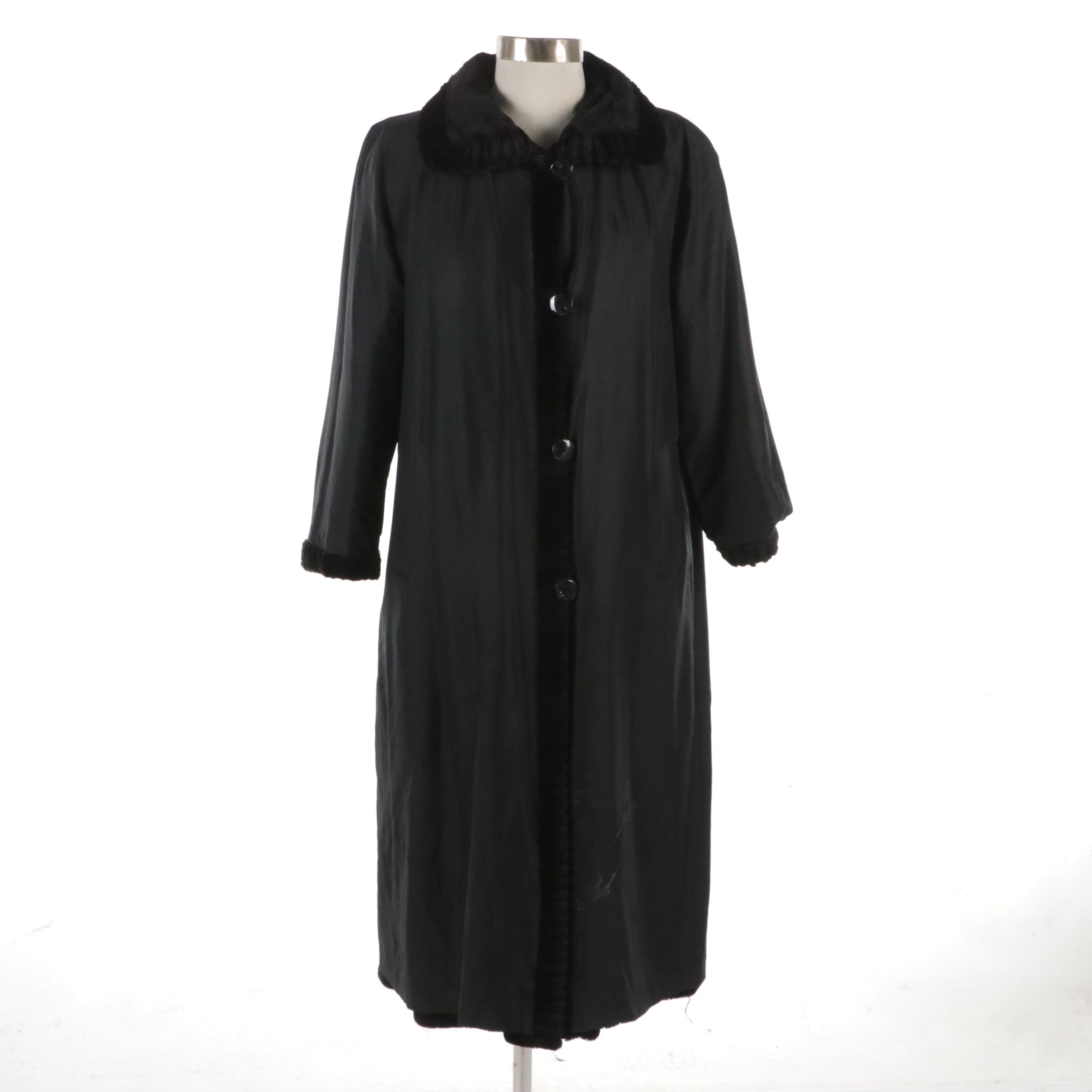 Reversible Sheared Mink Fur and Fabric Coat