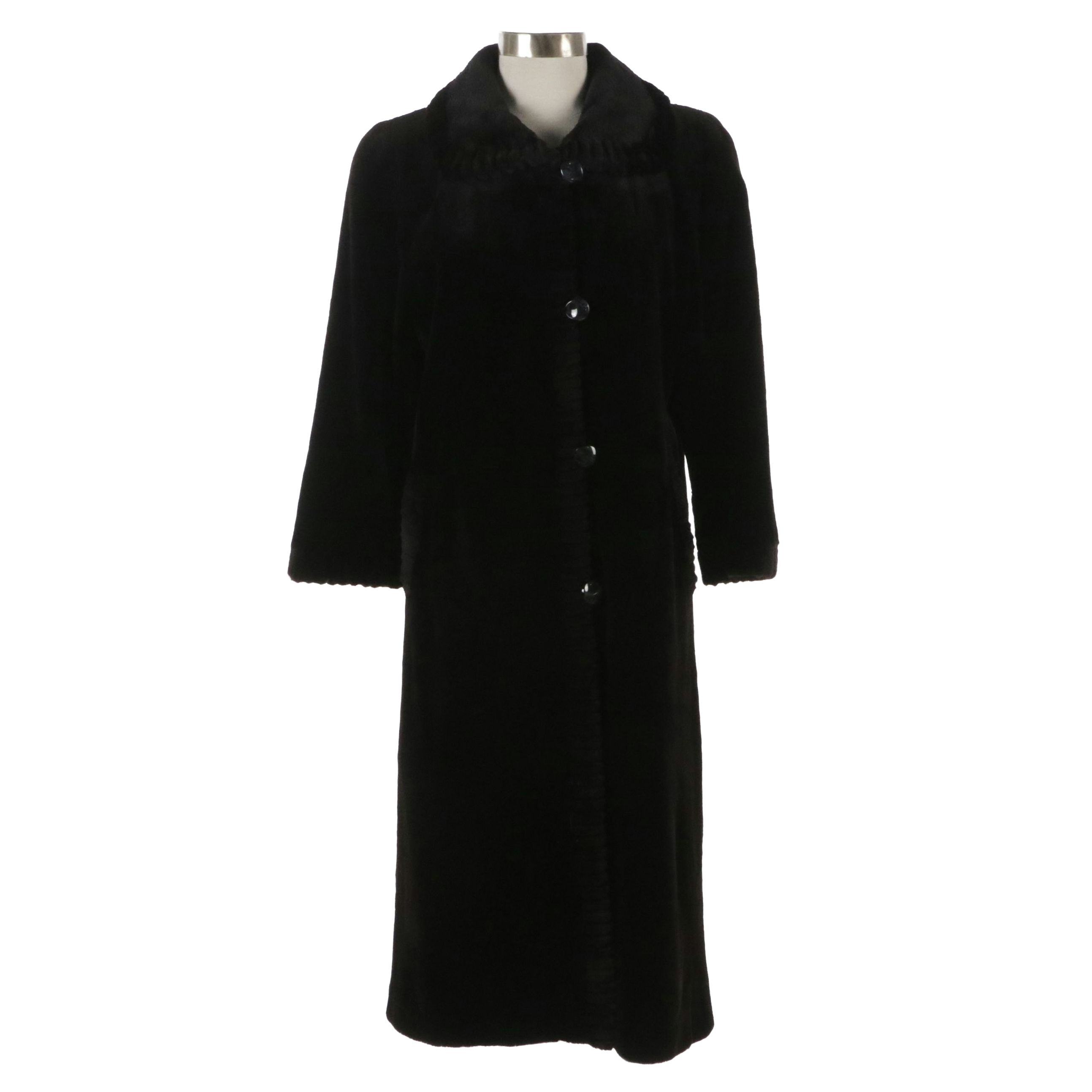 Reversible Sheared Mink Fur and Fabric Coat