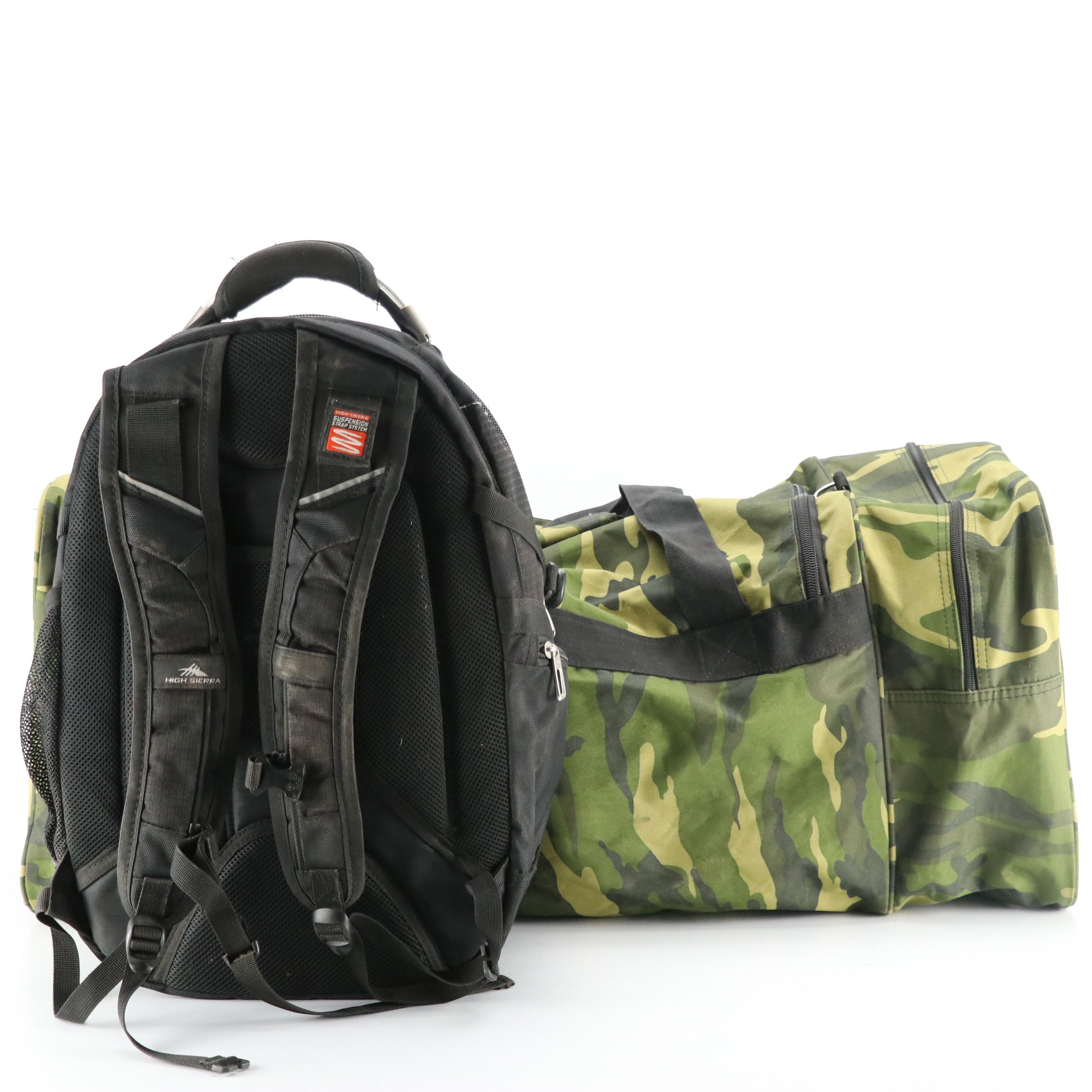 Gander Mountain Large Camo Duffle Bag and High Sierra Backpack