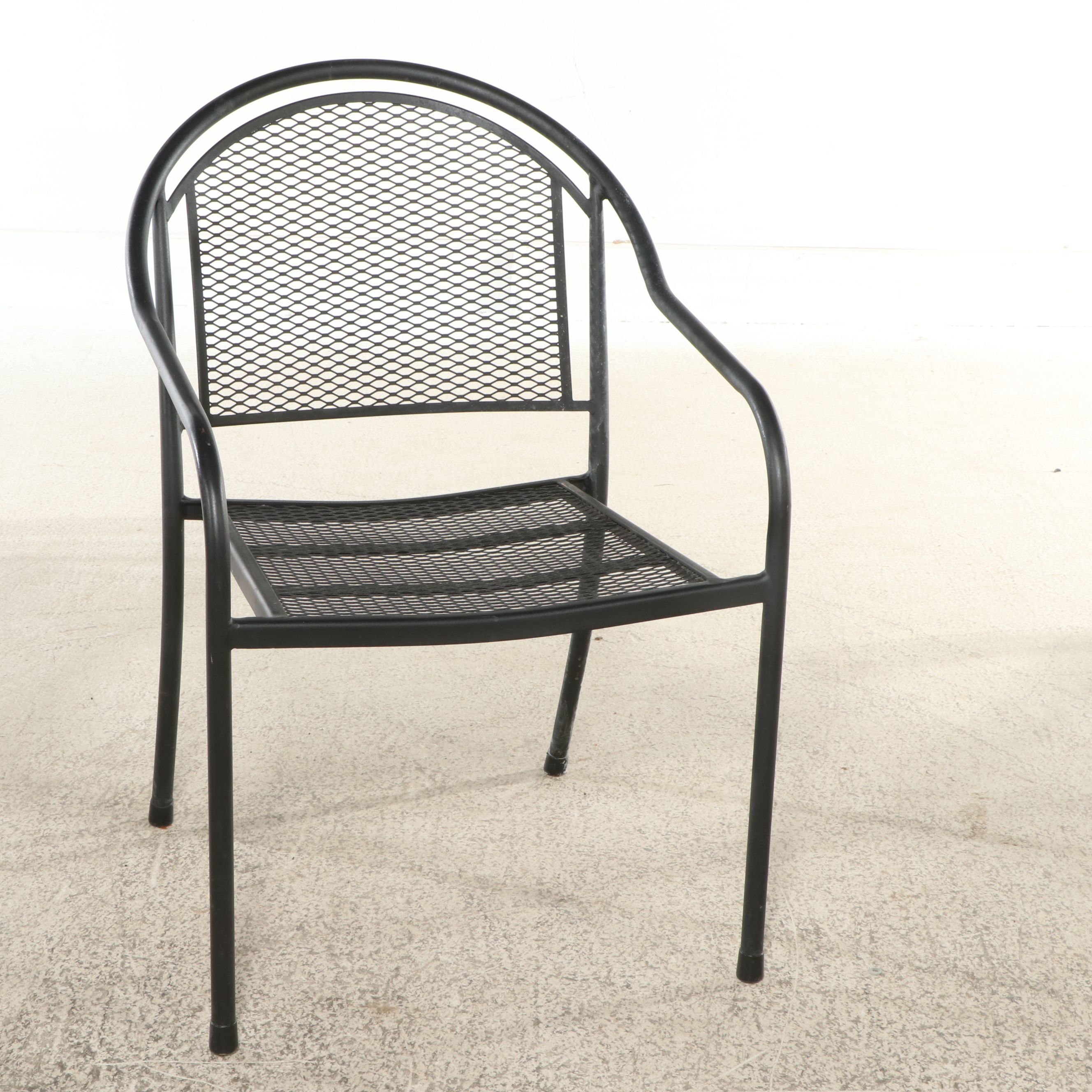 Russell Woodard Attr. Patio Dining Table with Six Barrel-Back Chairs