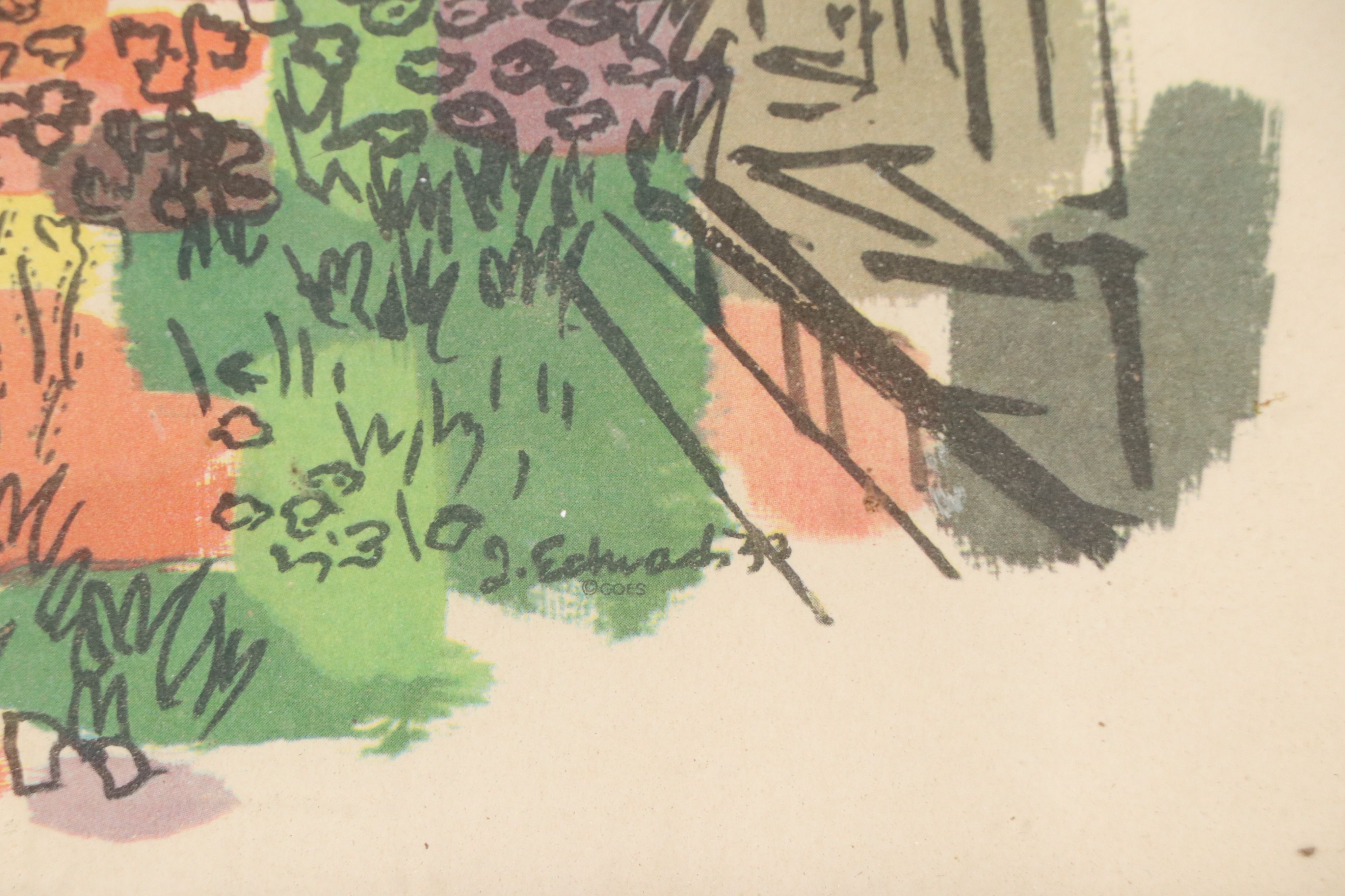 Offset Lithographs of European Street Scenes, Mid-20th Century