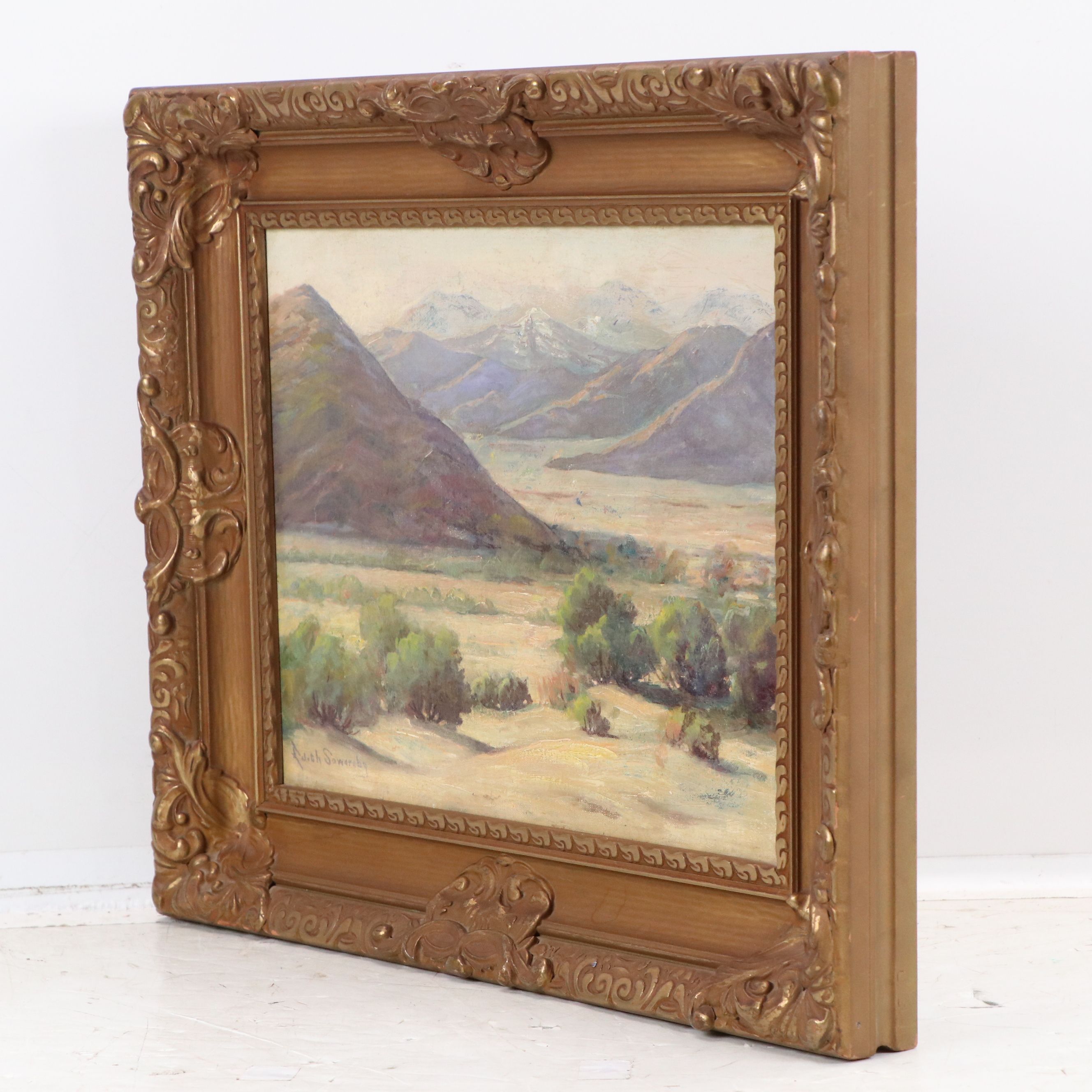 Edith Sowersby Mountain Landscape Oil Painting, Early 20th Century