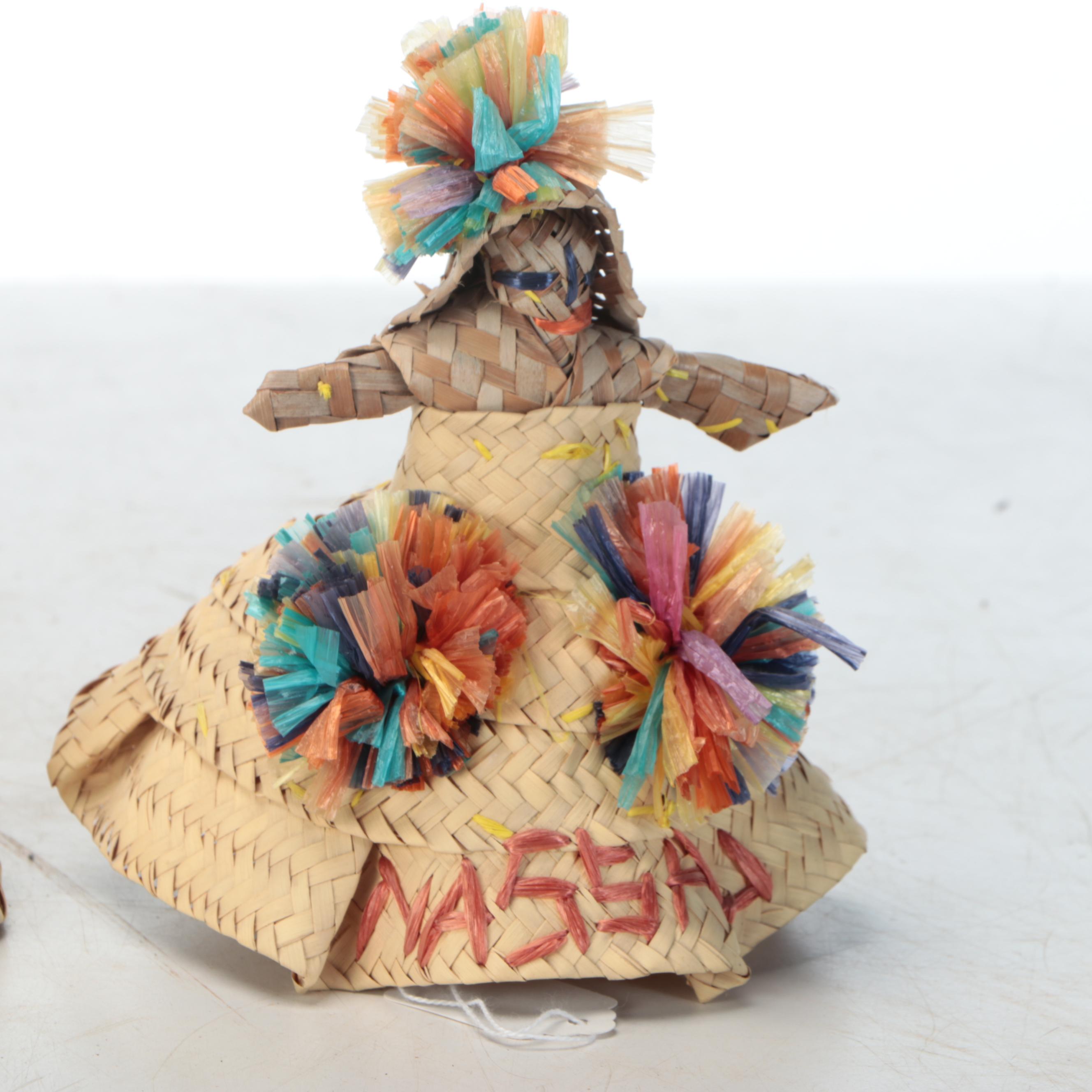 Bahamian Palm and Raffia Dolls, Mid-20th Century