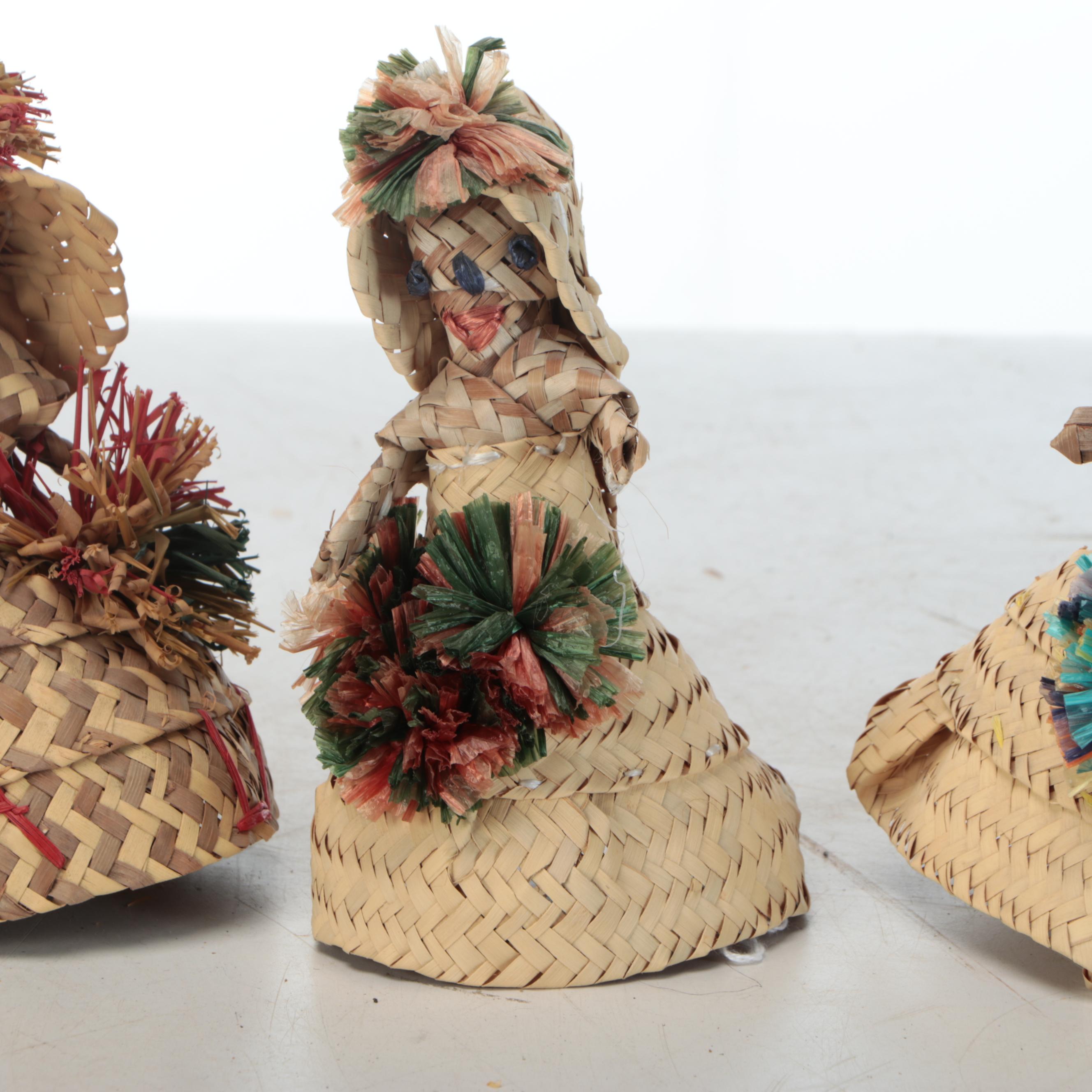 Bahamian Palm and Raffia Dolls, Mid-20th Century