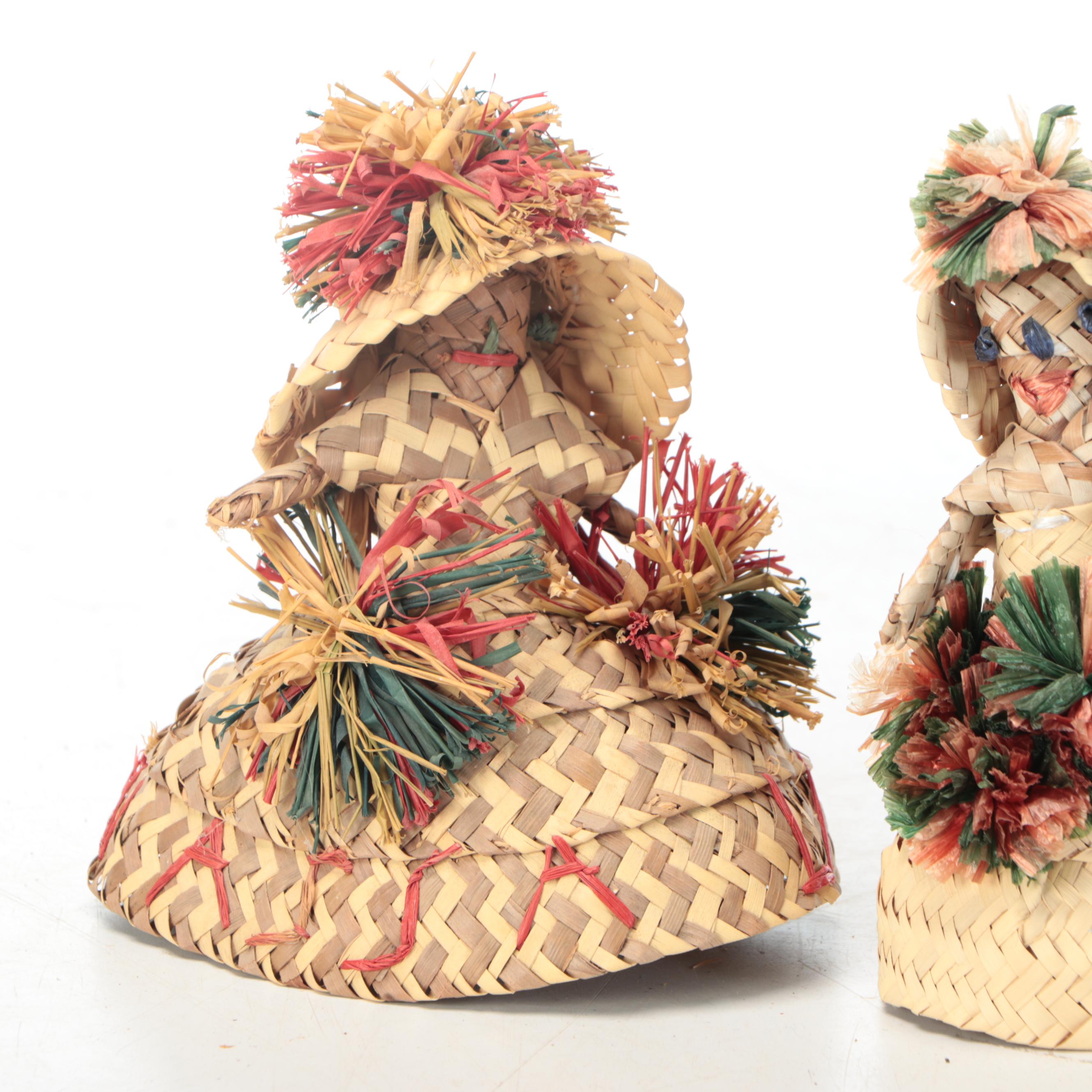 Bahamian Palm and Raffia Dolls, Mid-20th Century