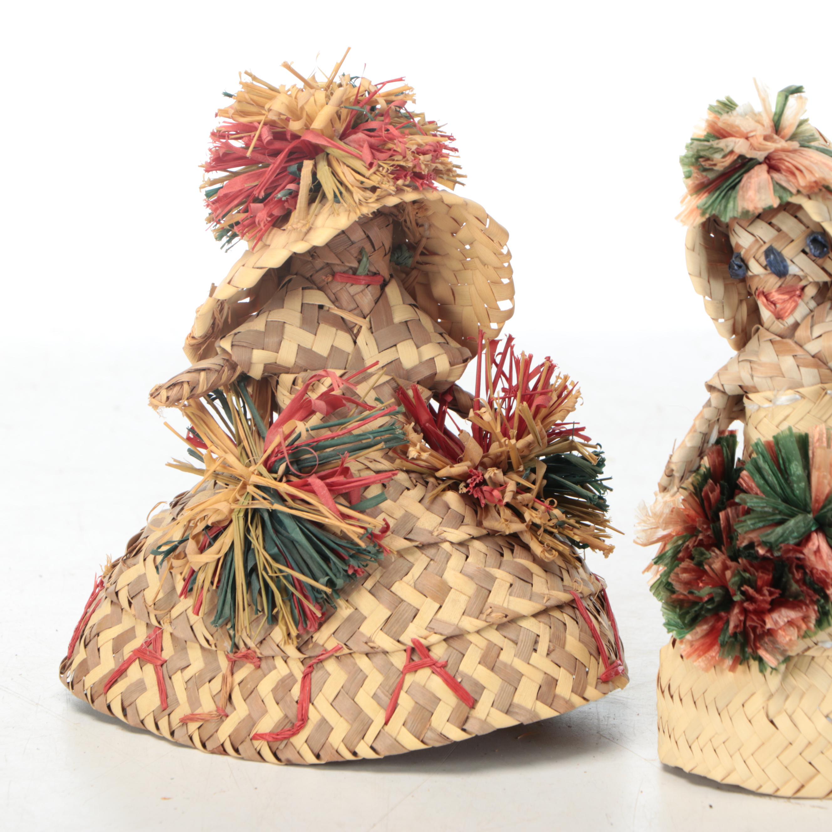 Bahamian Palm and Raffia Dolls, Mid-20th Century