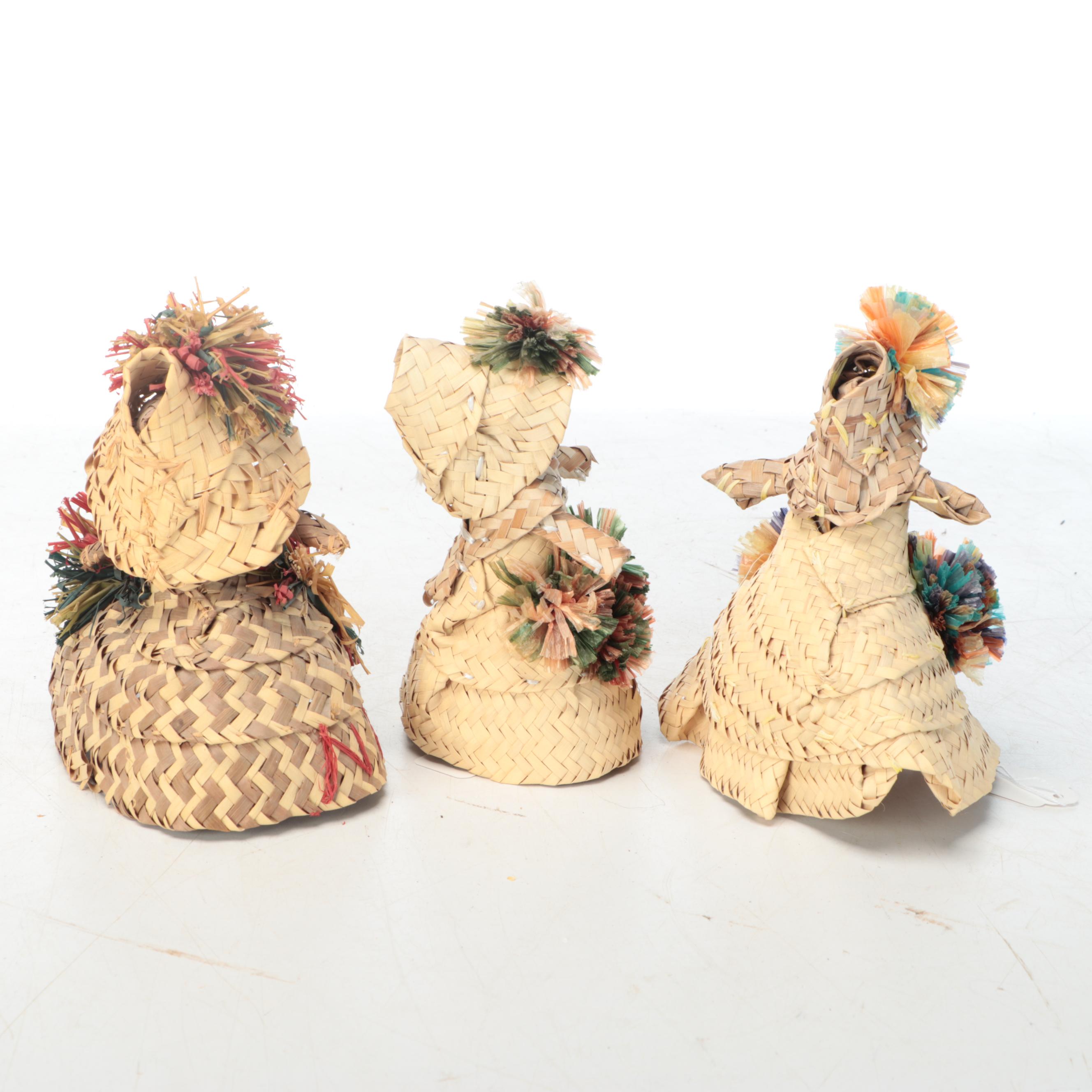 Bahamian Palm and Raffia Dolls, Mid-20th Century