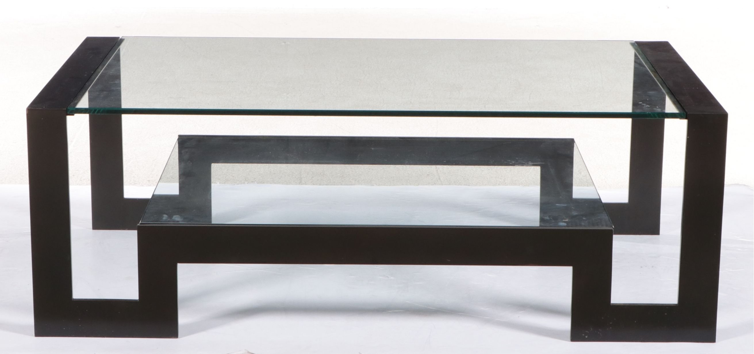John Boone Attr. Modern Black Steel and Beveled Glass Coffee Table, 21st Century