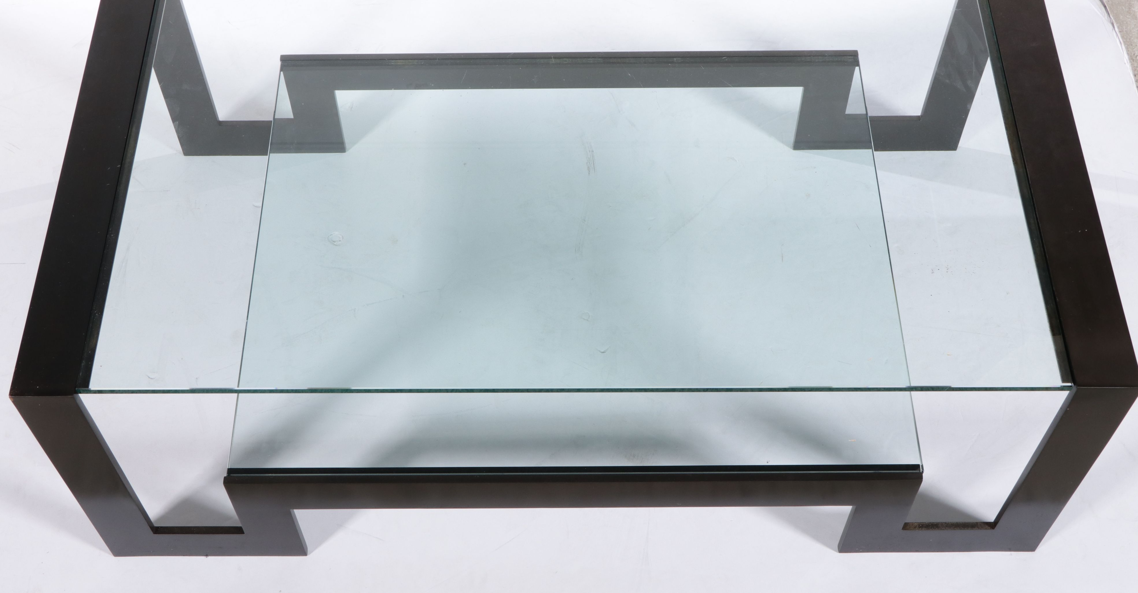 John Boone Attr. Modern Black Steel and Beveled Glass Coffee Table, 21st Century