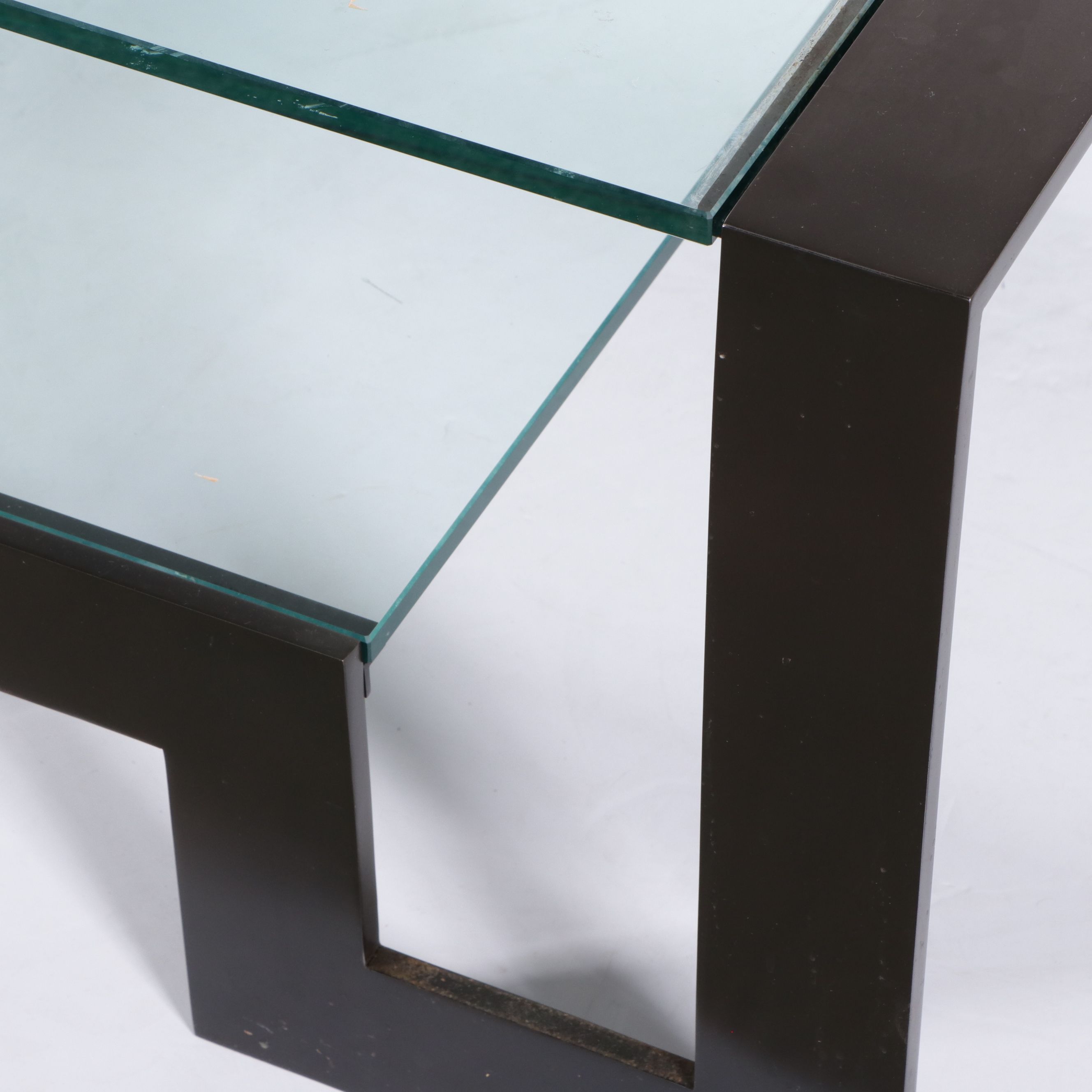 John Boone Attr. Modern Black Steel and Beveled Glass Coffee Table, 21st Century