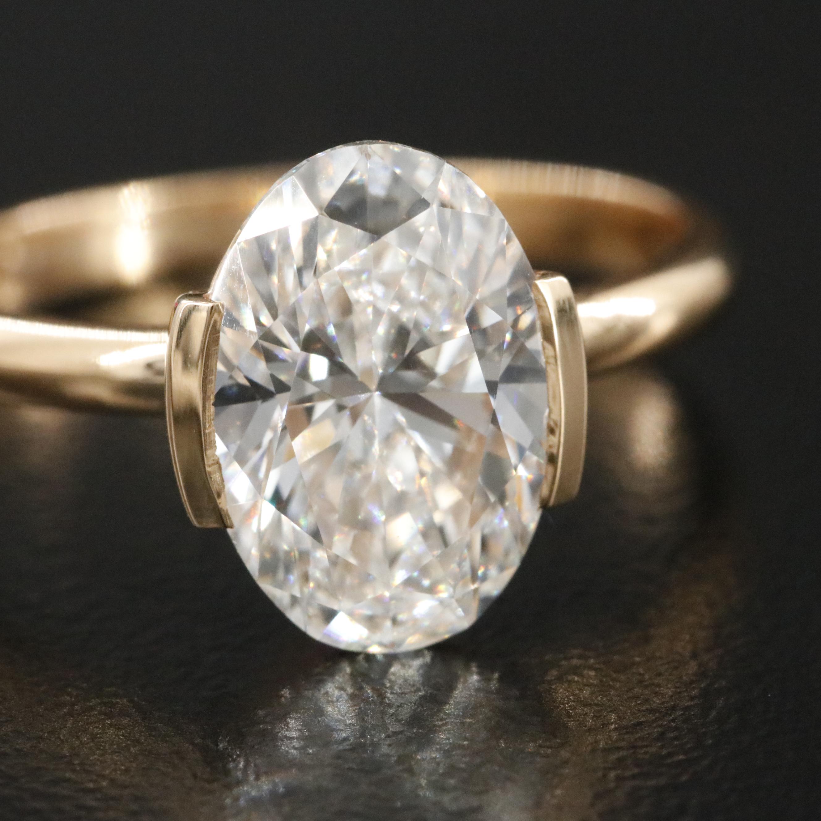 18K 2.98 CT Lab Grown Diamond Solitaire Ring with IGI Report