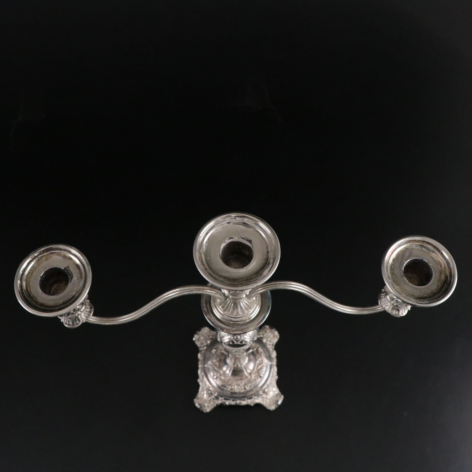 W.M. Rogers and Son "Victorian Rose" Silver Plate Convertible Candelabras