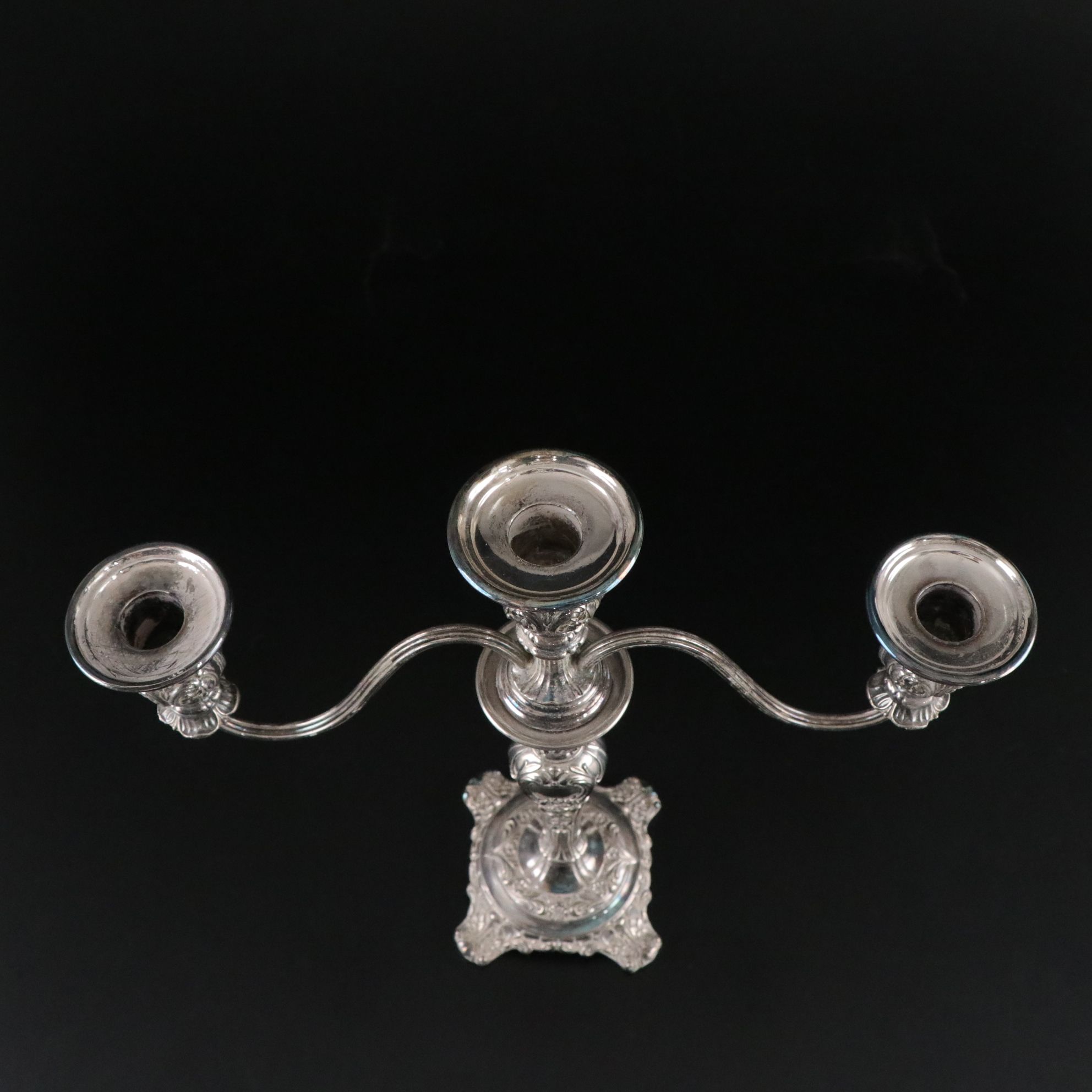 W.M. Rogers and Son "Victorian Rose" Silver Plate Convertible Candelabras