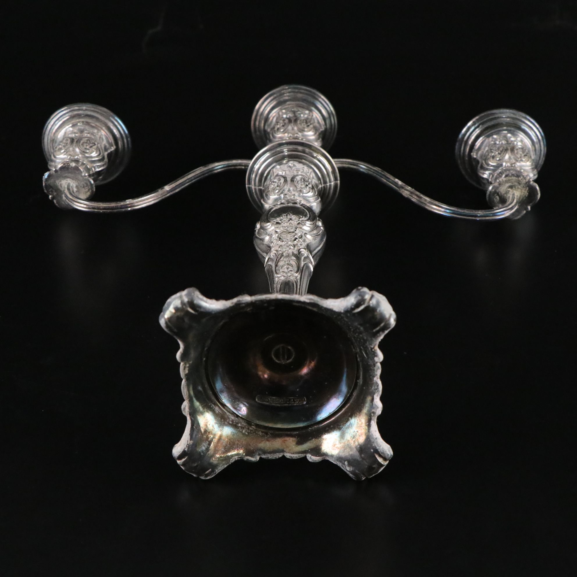 W.M. Rogers and Son "Victorian Rose" Silver Plate Convertible Candelabras