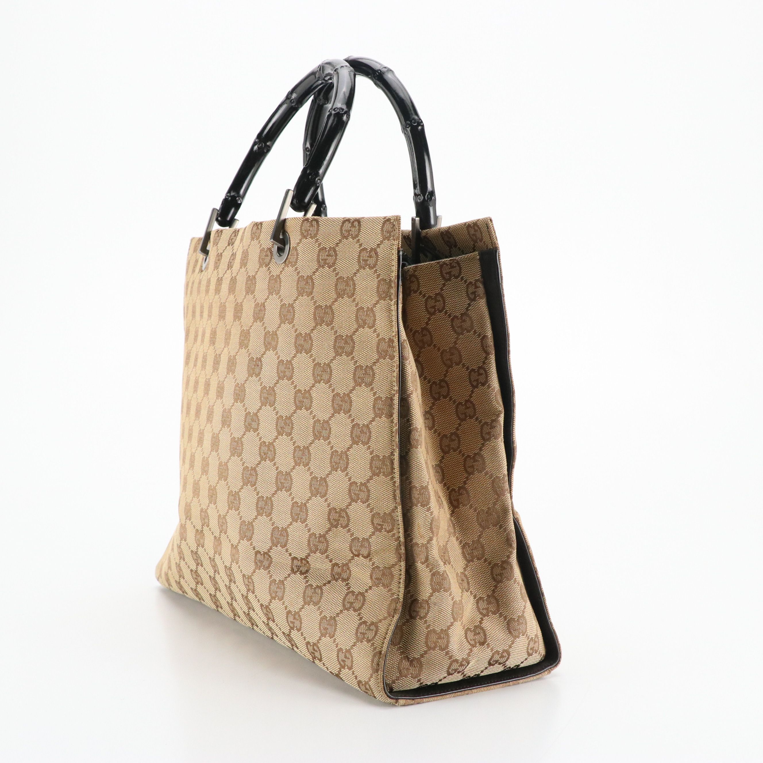Gucci Bamboo Handle GG Canvas Tote Bag