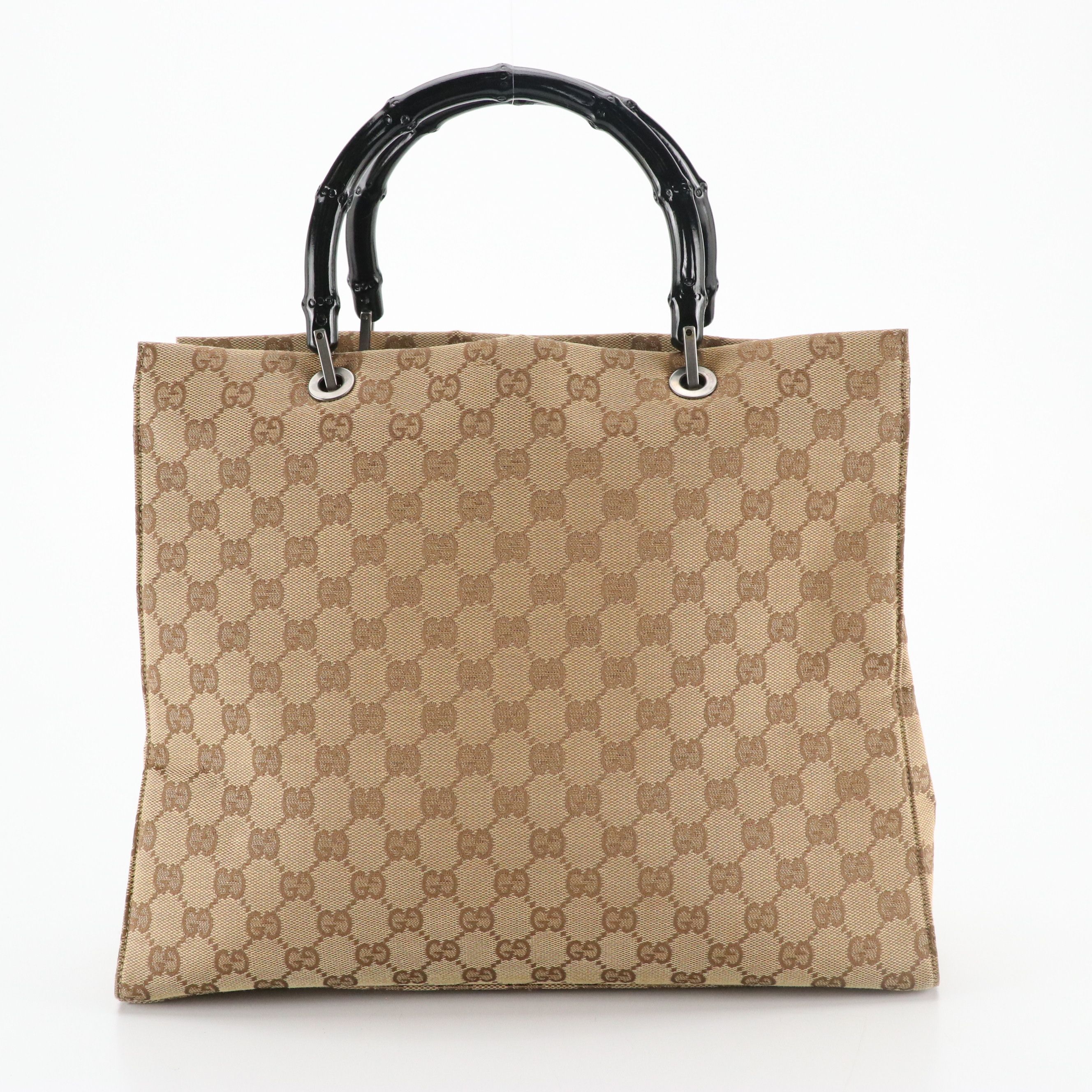 Gucci Bamboo Handle GG Canvas Tote Bag