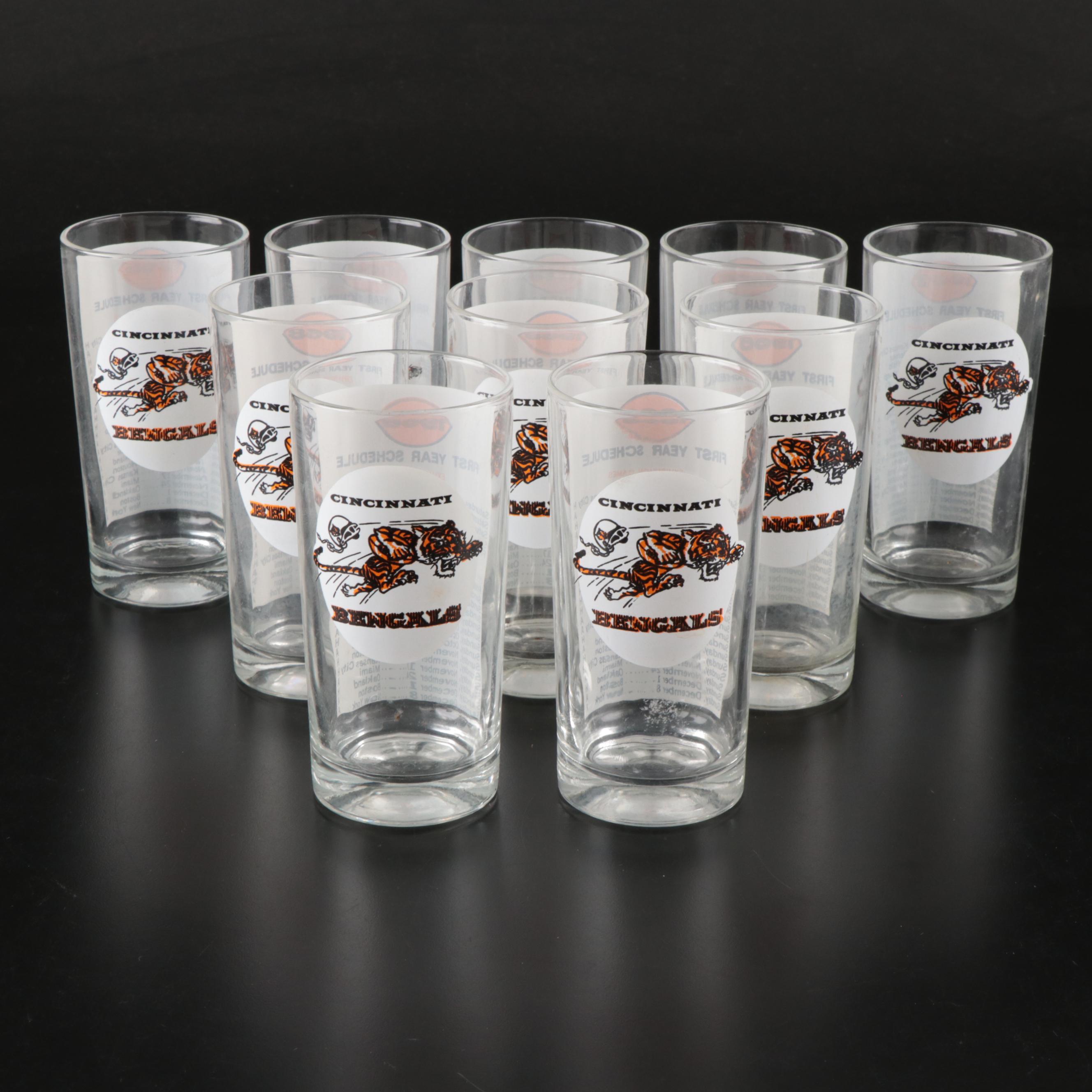 Cincinnati Bengals 1968 First Year Schedule Glass Tumblers
