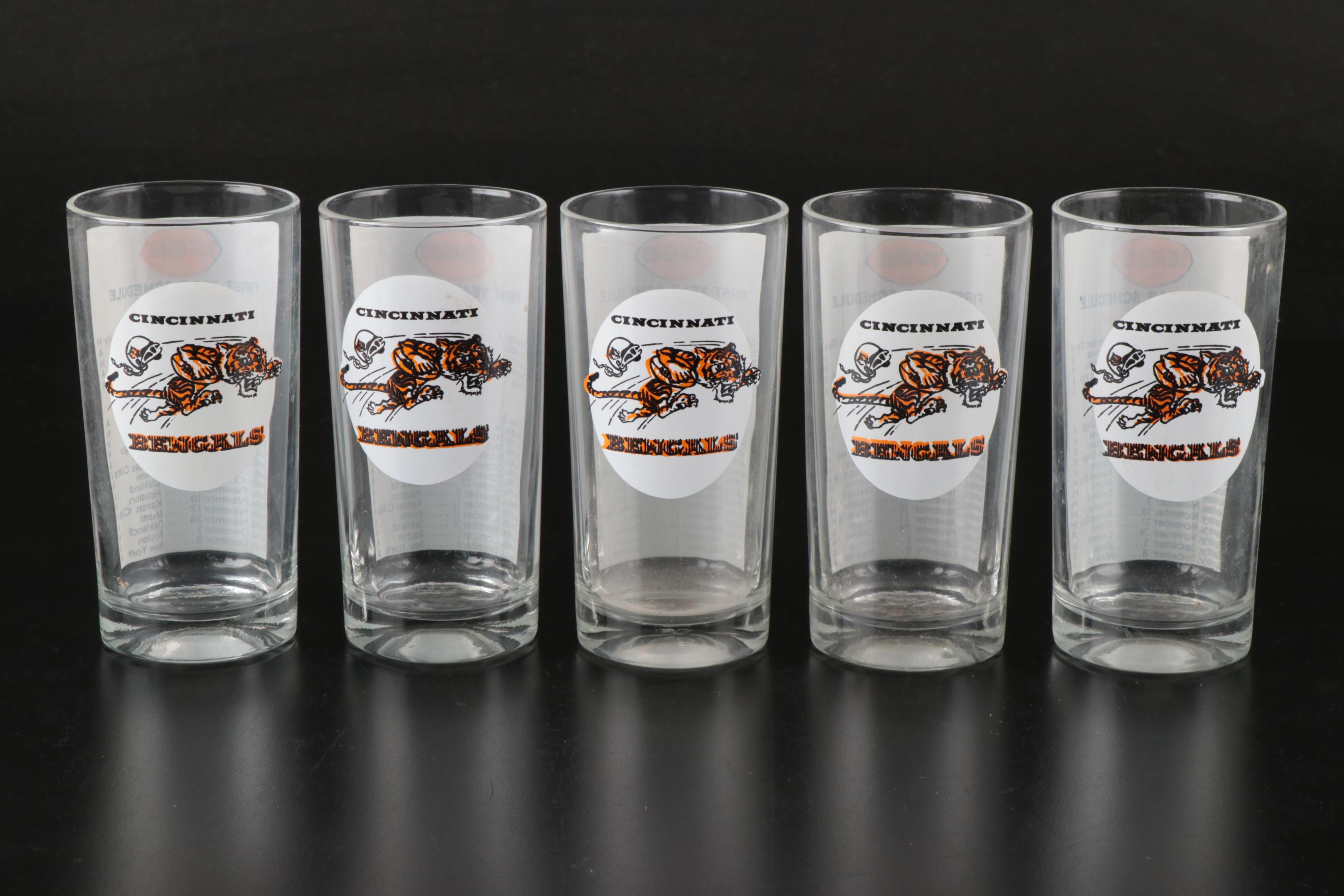 Cincinnati Bengals 1968 First Year Schedule Glass Tumblers