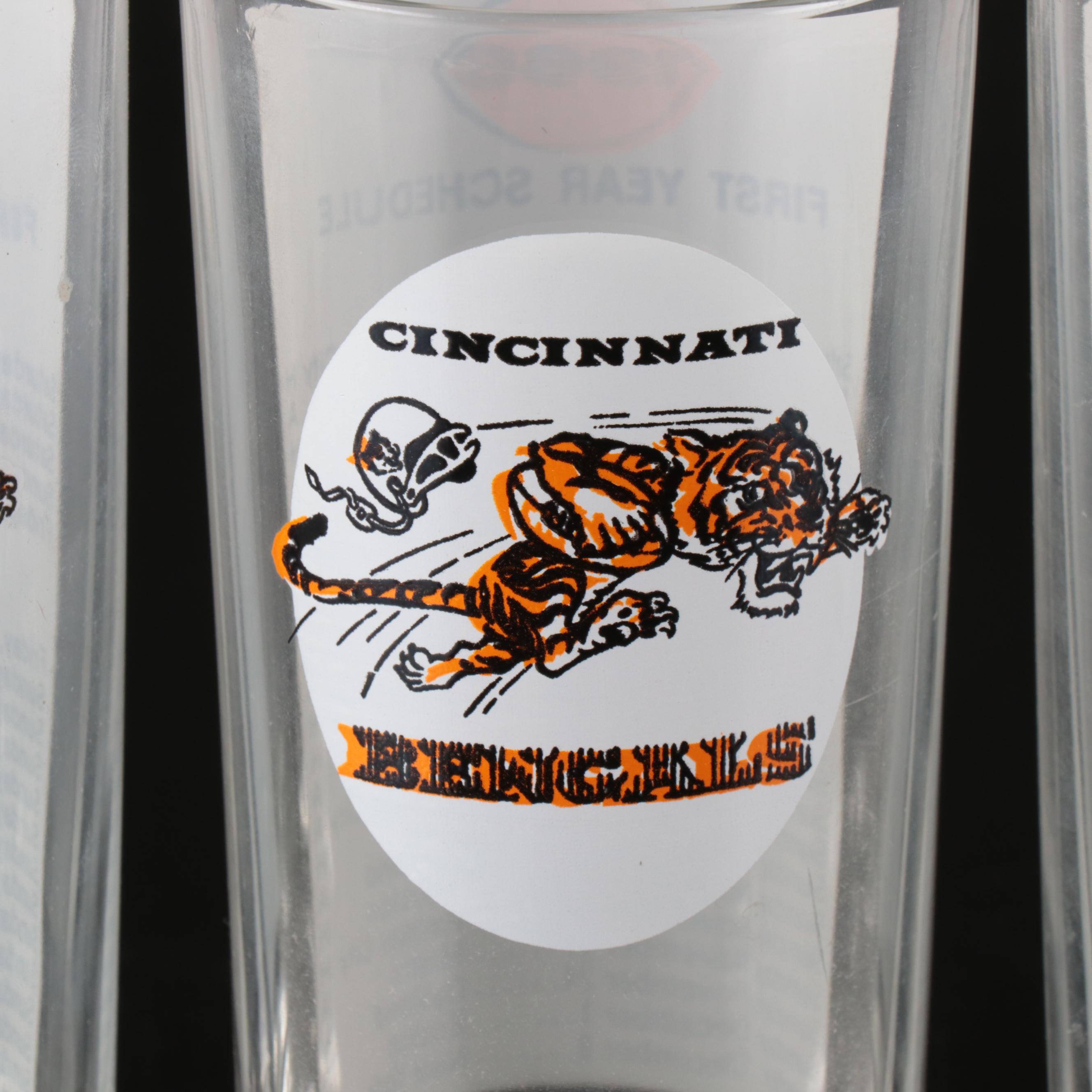Cincinnati Bengals 1968 First Year Schedule Glass Tumblers