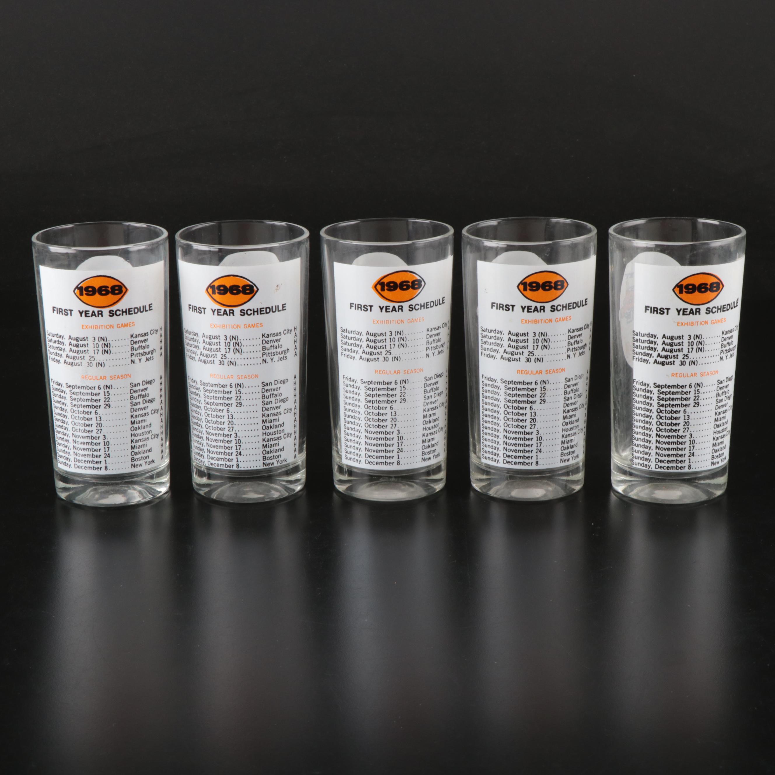 Cincinnati Bengals 1968 First Year Schedule Glass Tumblers