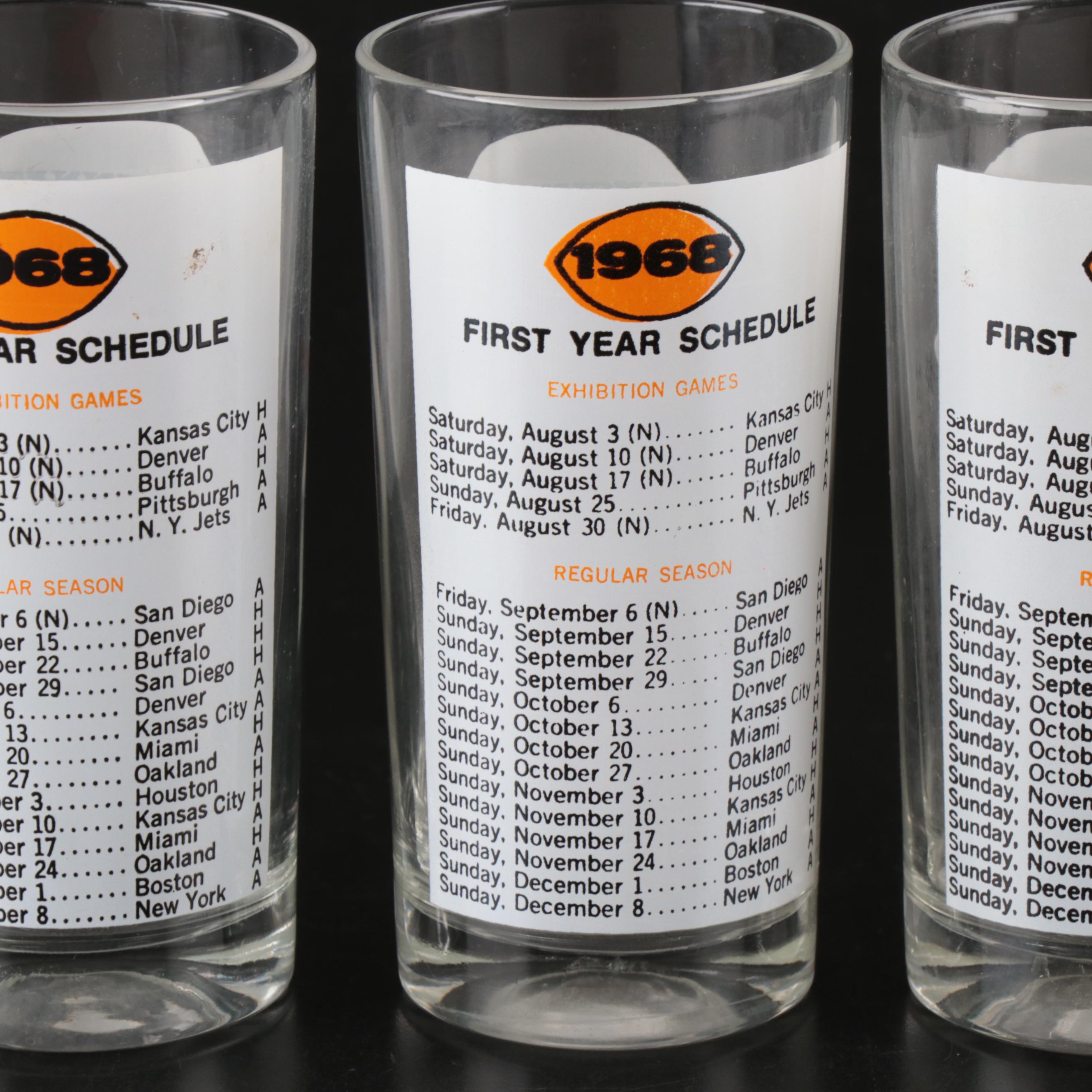 Cincinnati Bengals 1968 First Year Schedule Glass Tumblers