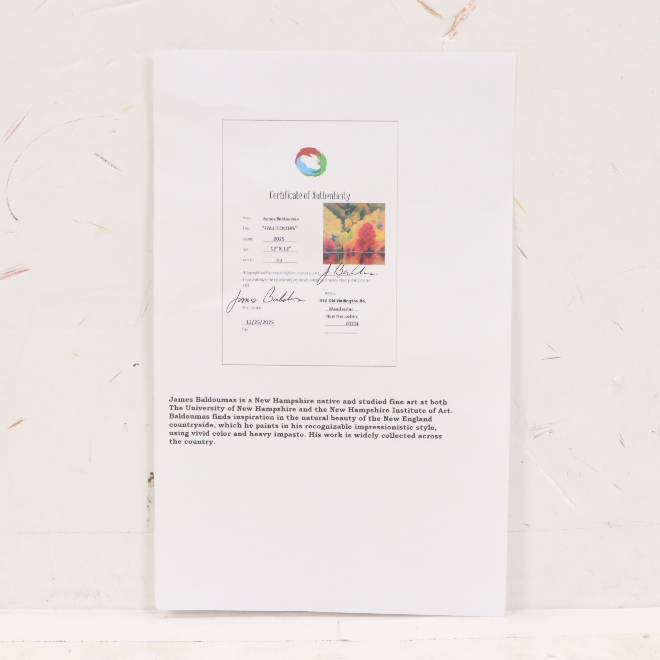 James Baldoumas Oil Painting "Fall Colors," 2025