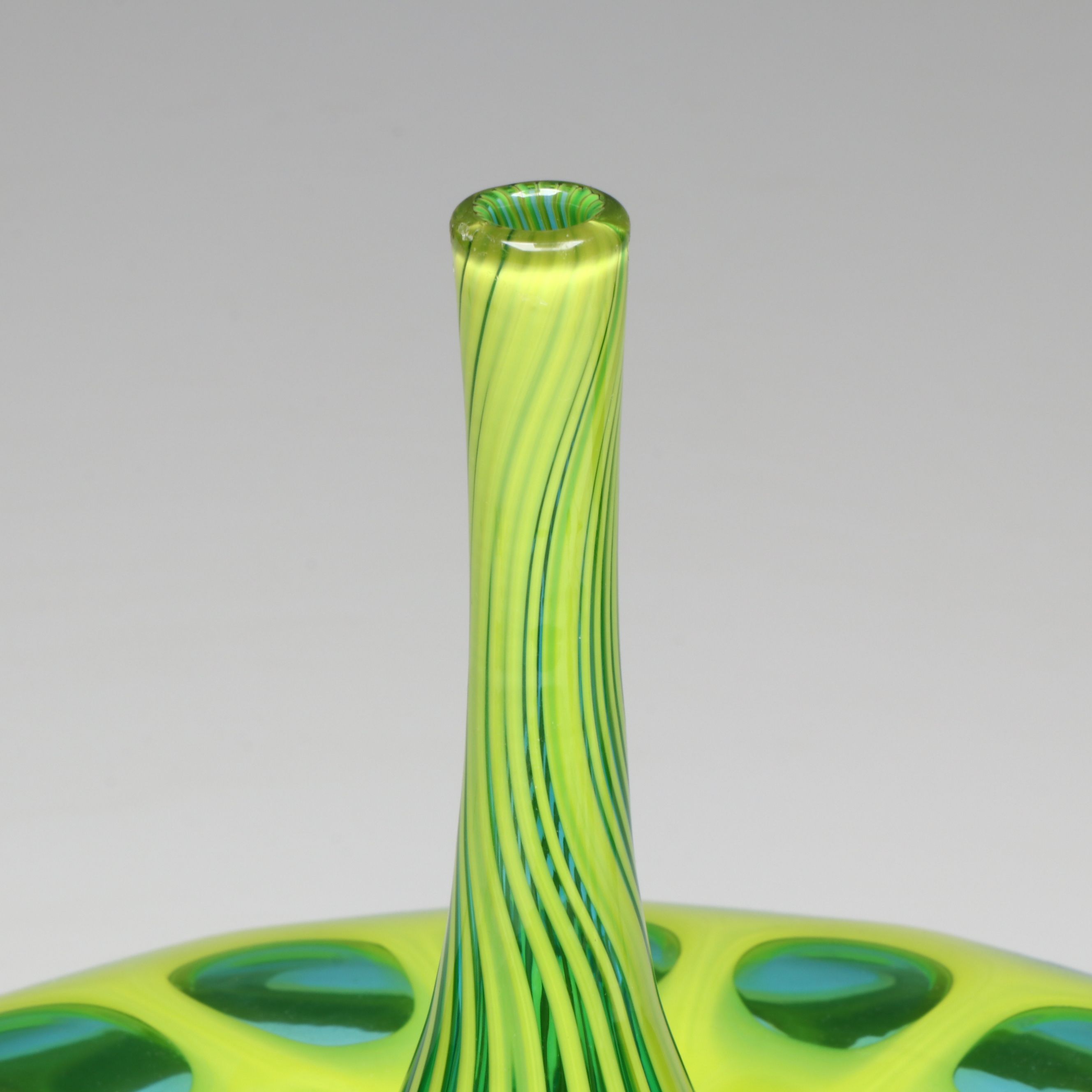 Sam Stang MCM Style Studio Blown Gree Optic Dot Vase