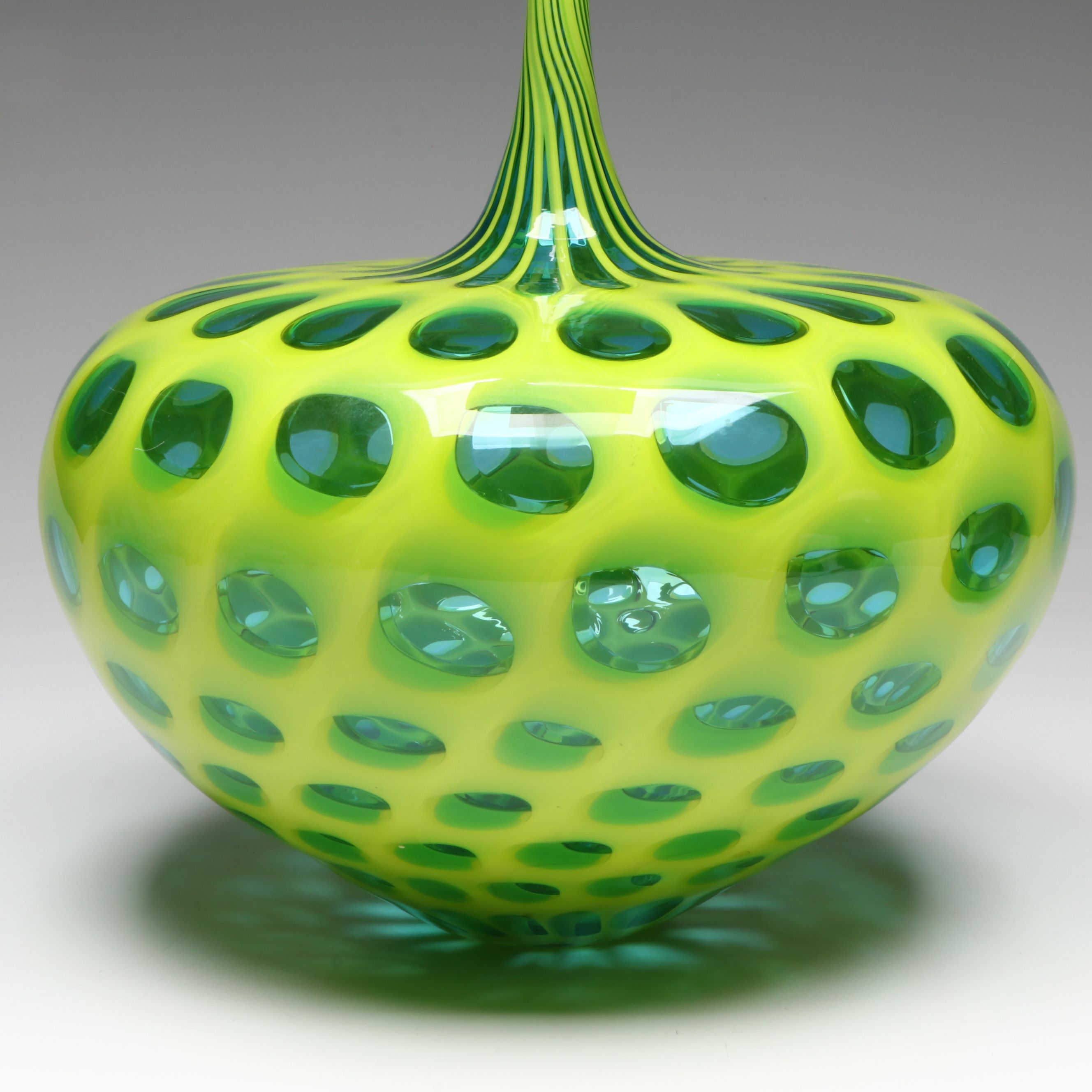 Sam Stang MCM Style Studio Blown Gree Optic Dot Vase