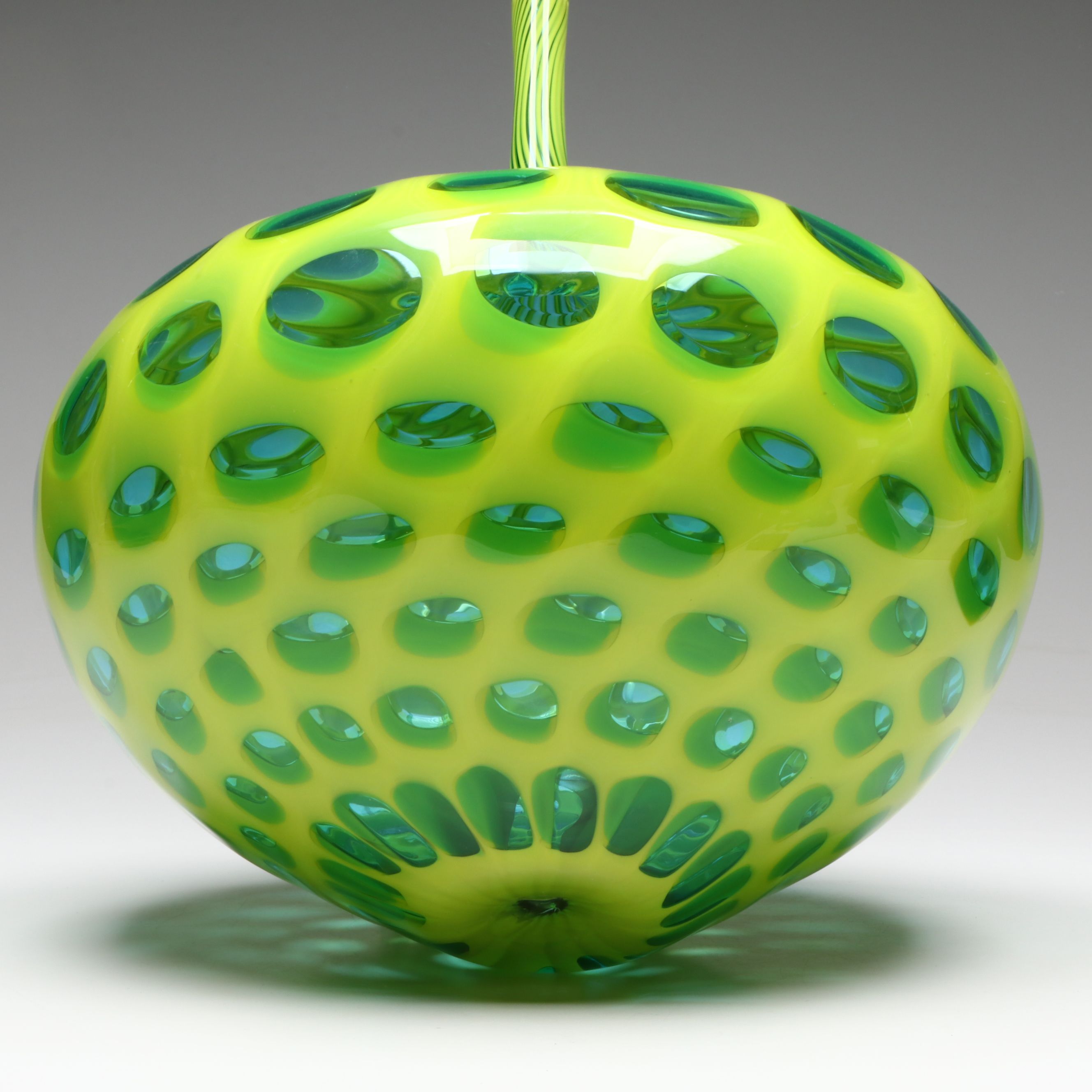Sam Stang MCM Style Studio Blown Gree Optic Dot Vase