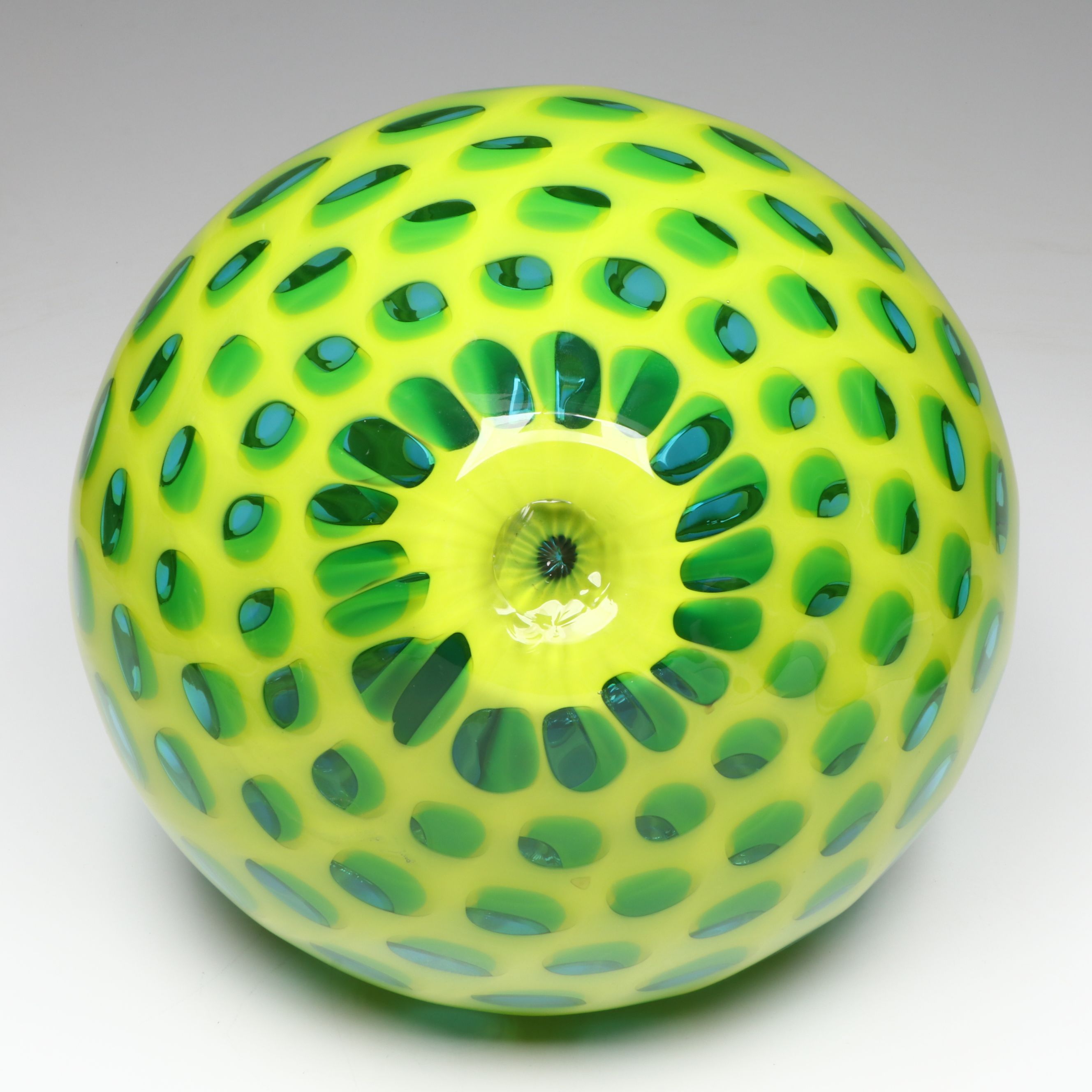 Sam Stang MCM Style Studio Blown Gree Optic Dot Vase