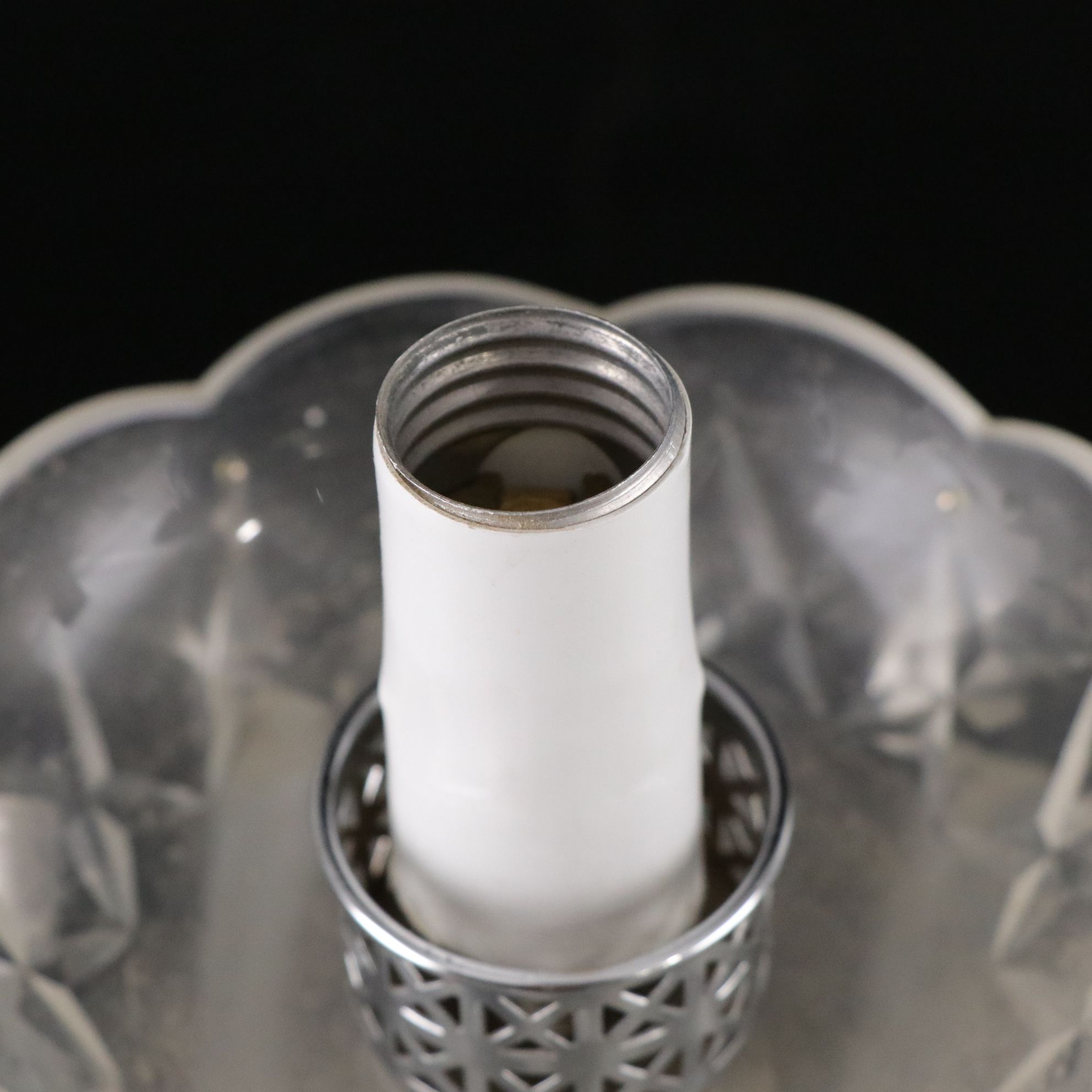 Mantle Luster Lamps with Etched Hurricanes Glass and Crystal Prisms