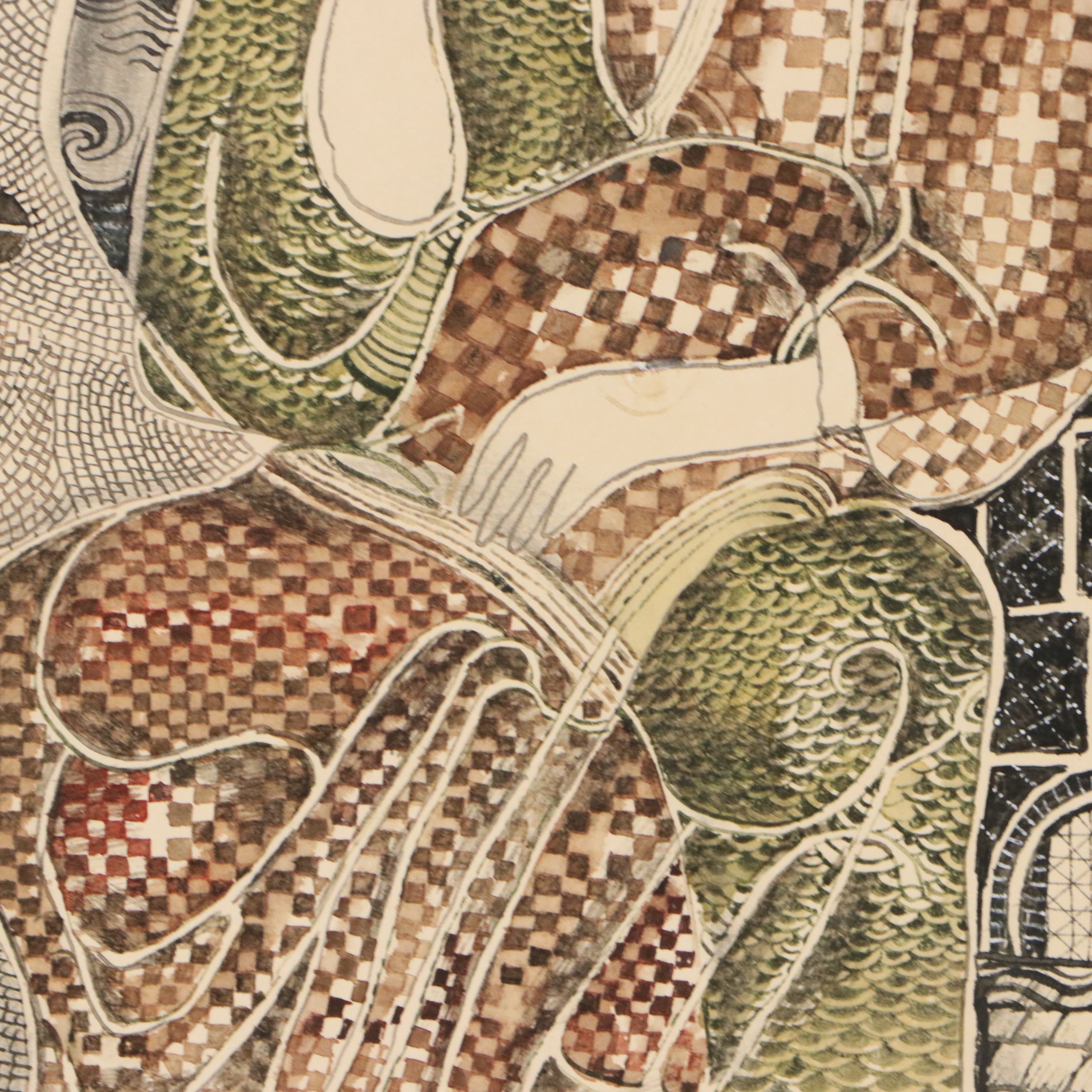 Nikolay Manuylov "Kuk" Surrealist Drawing of Mother Mary, 1995