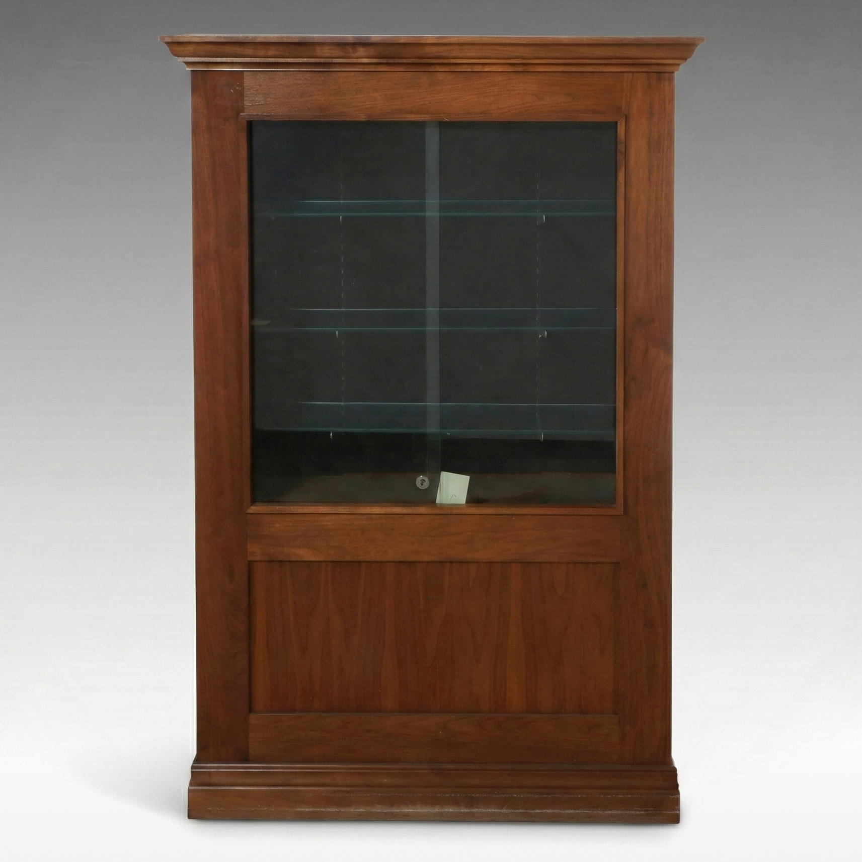 Edwardian Style Glass Front and Walnut Finish Display Cabinet