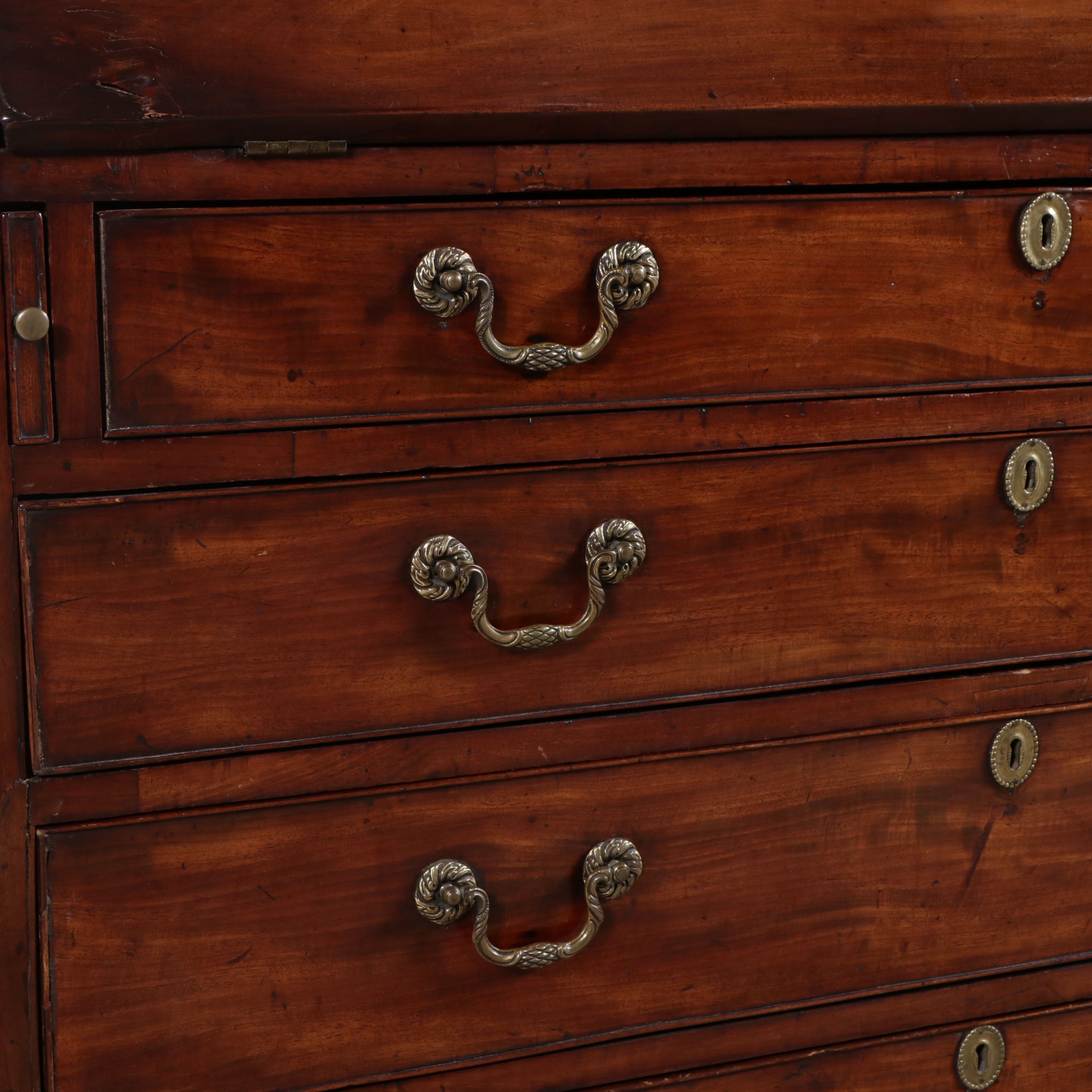 Chippendale Style Mahogany Secretary Desk with Bookcase Top