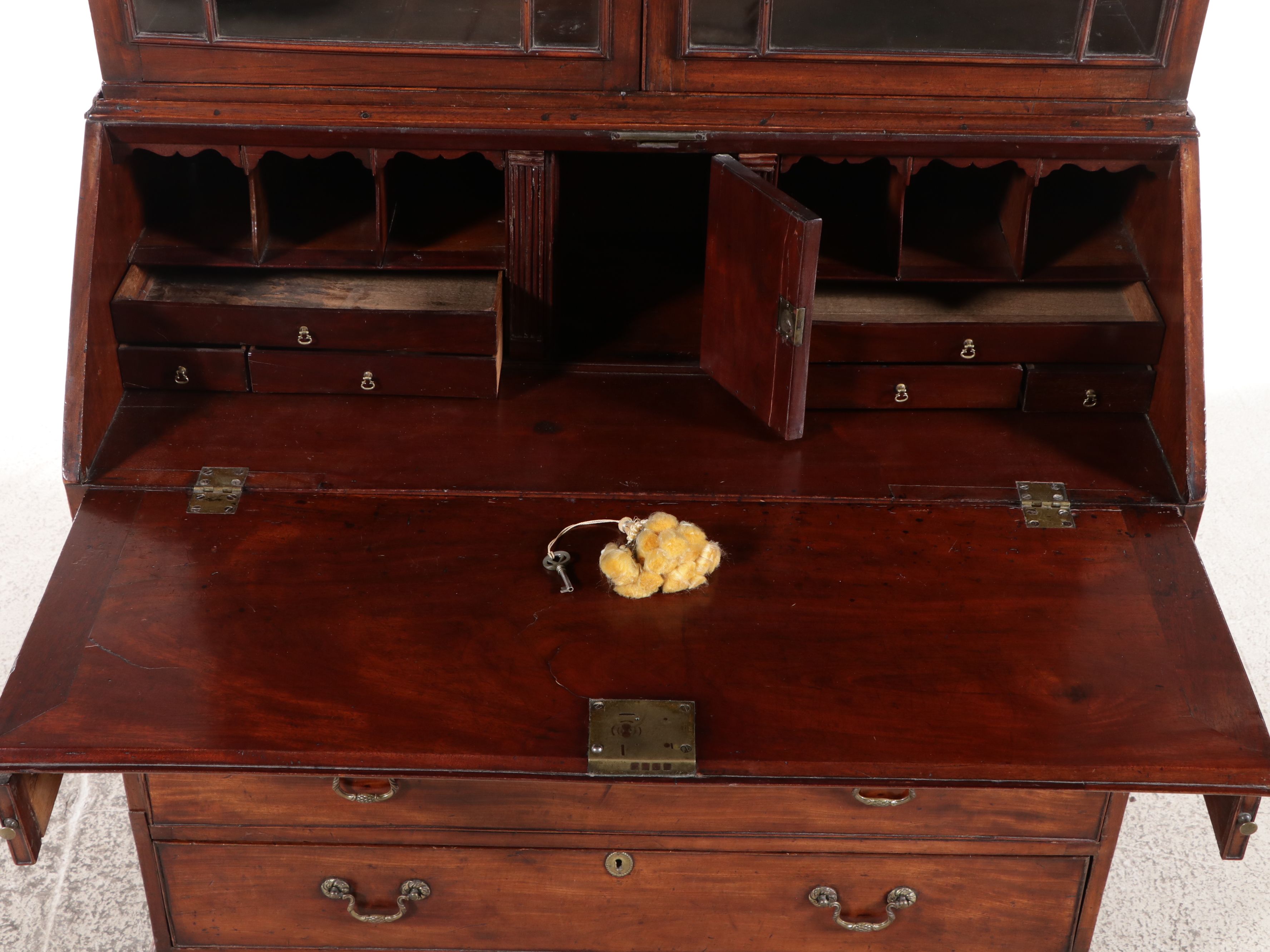 Chippendale Style Mahogany Secretary Desk with Bookcase Top