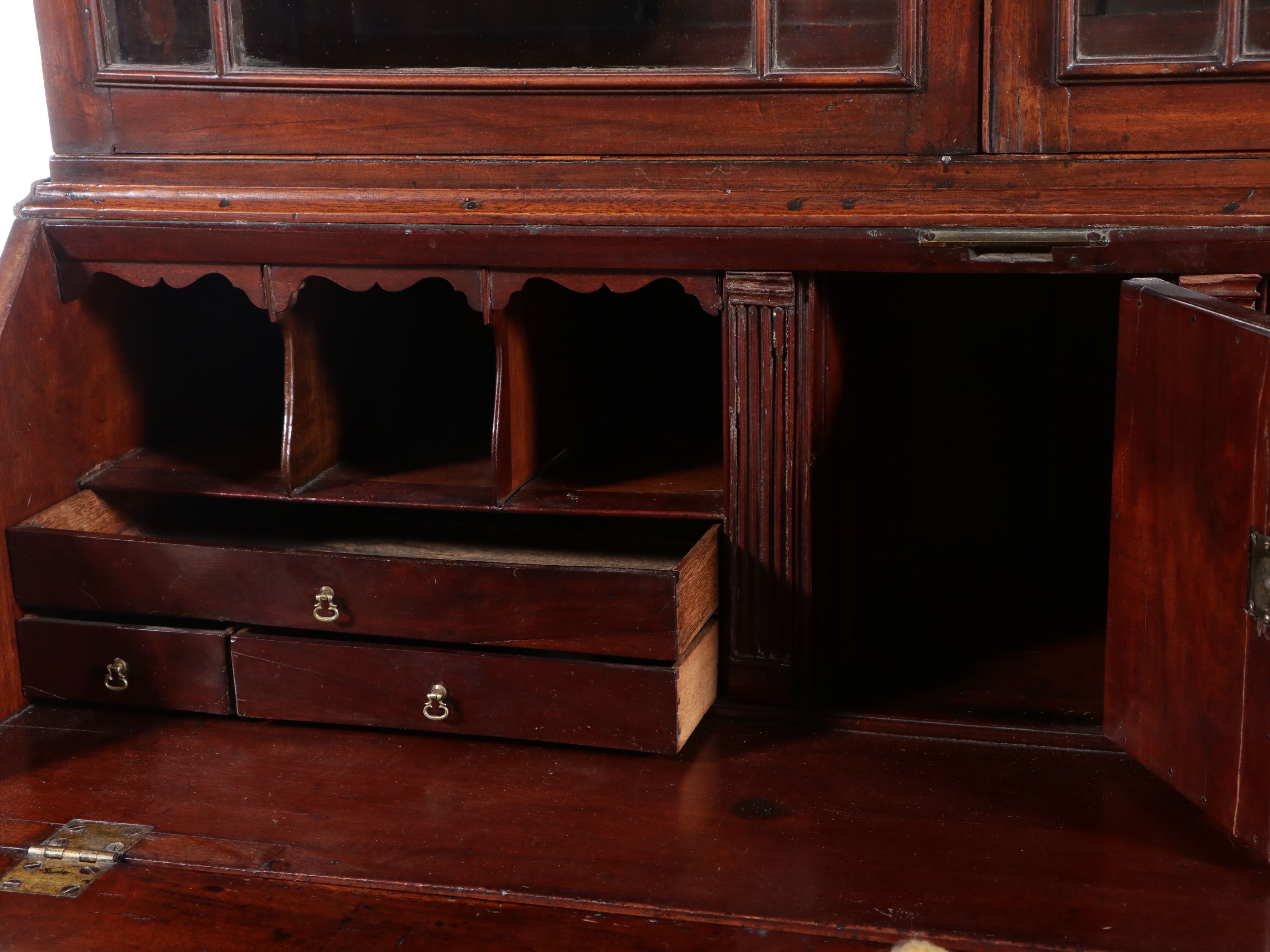 Chippendale Style Mahogany Secretary Desk with Bookcase Top