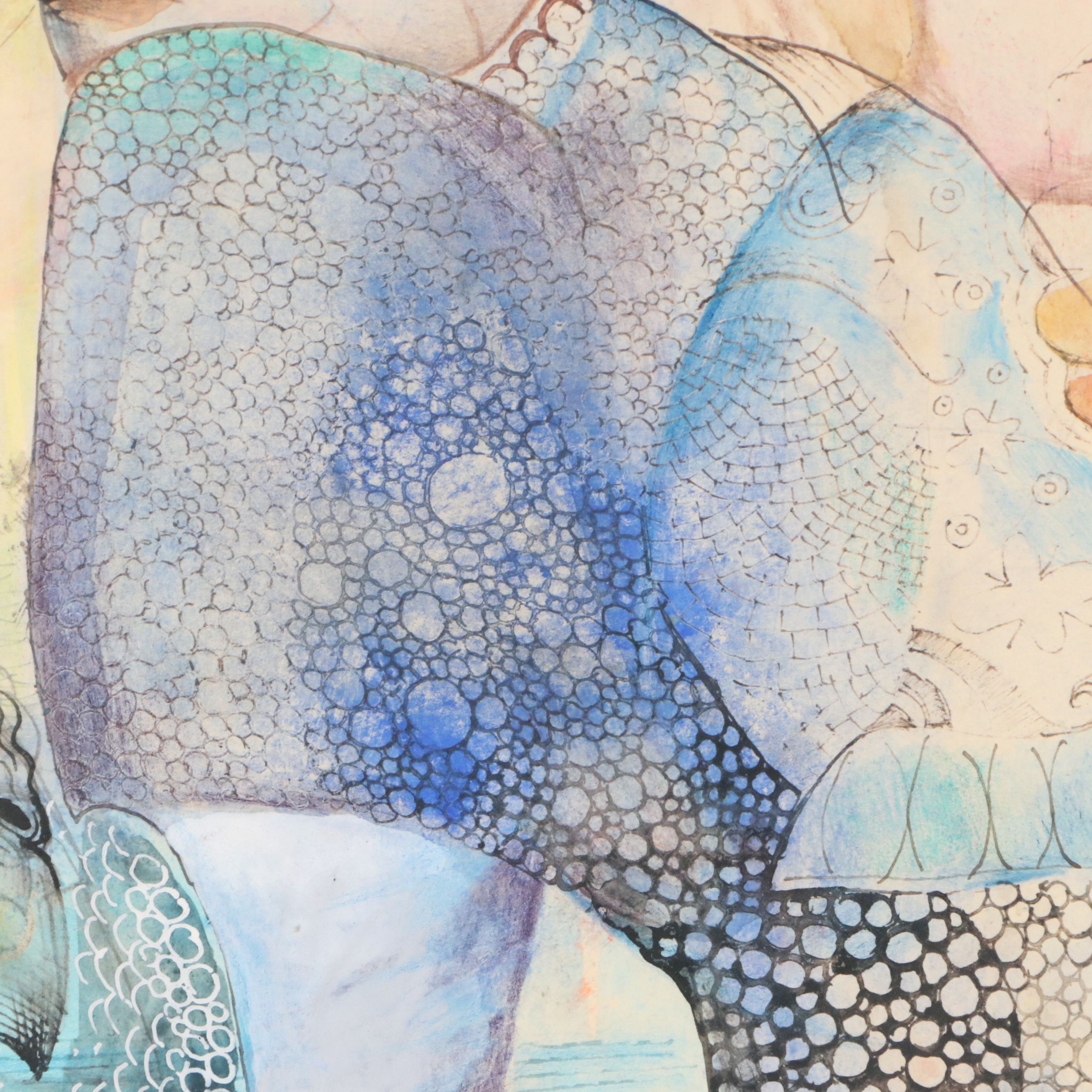 Nikolay Manuylov "Kuk" Surrealist Mixed Media Painting, 1995