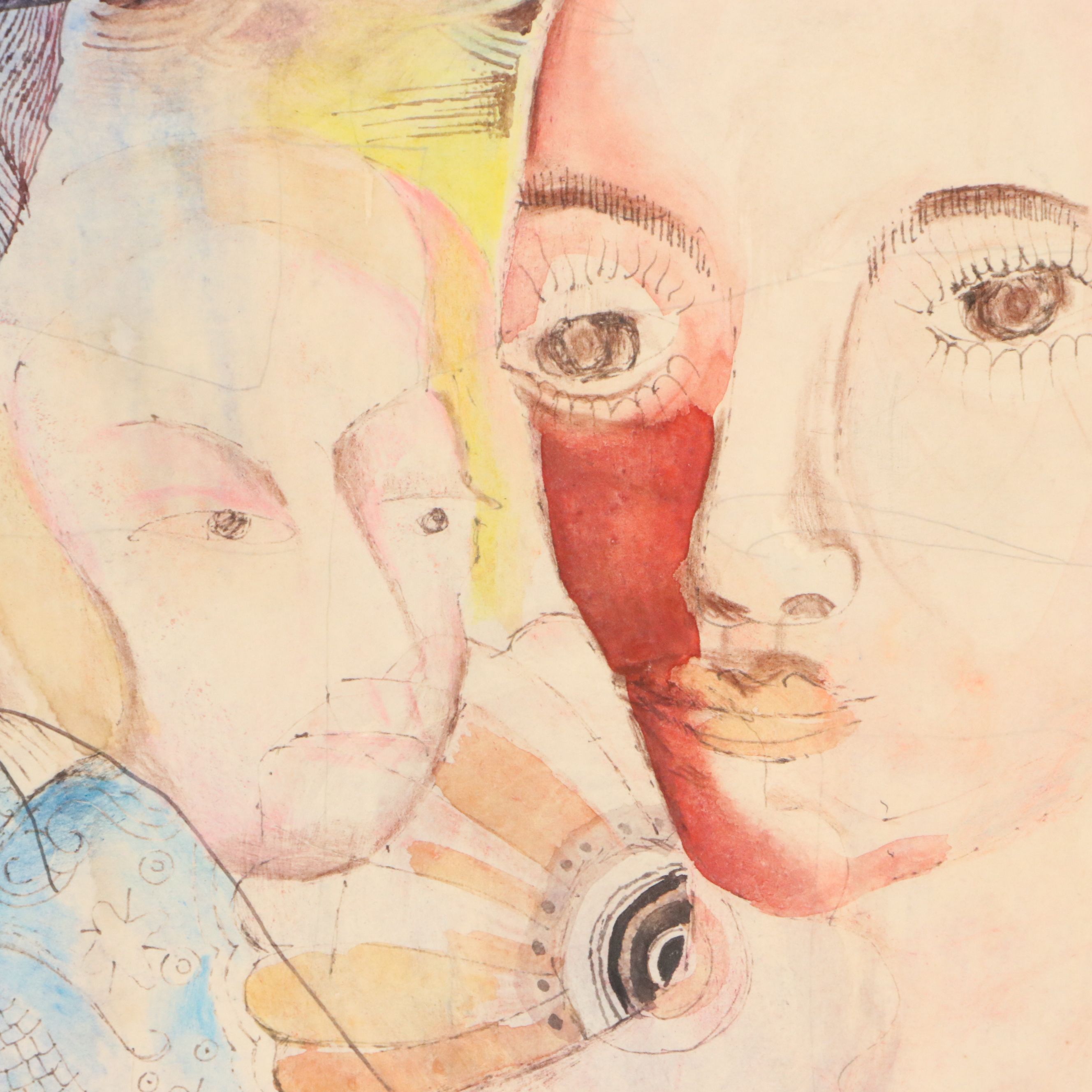 Nikolay Manuylov "Kuk" Surrealist Mixed Media Painting, 1995