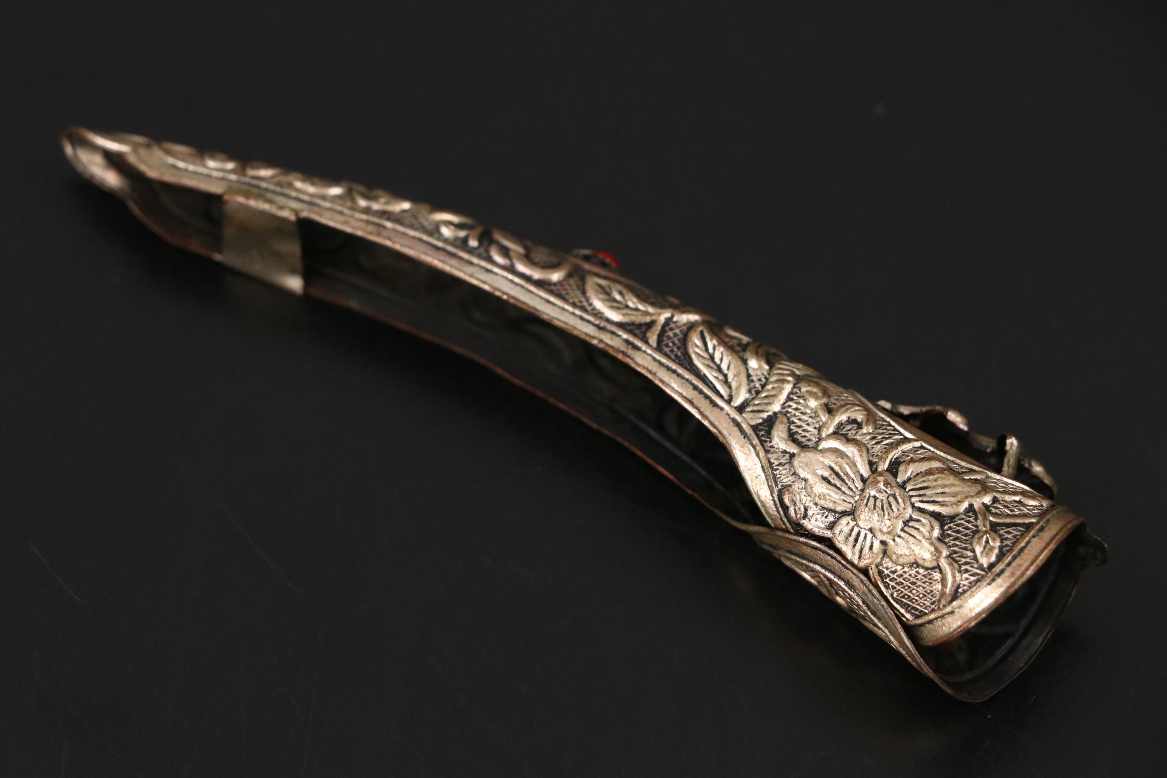 Italian Sterling Silver Box with Metal Charm, Chinese Finger Guard and Thimbles