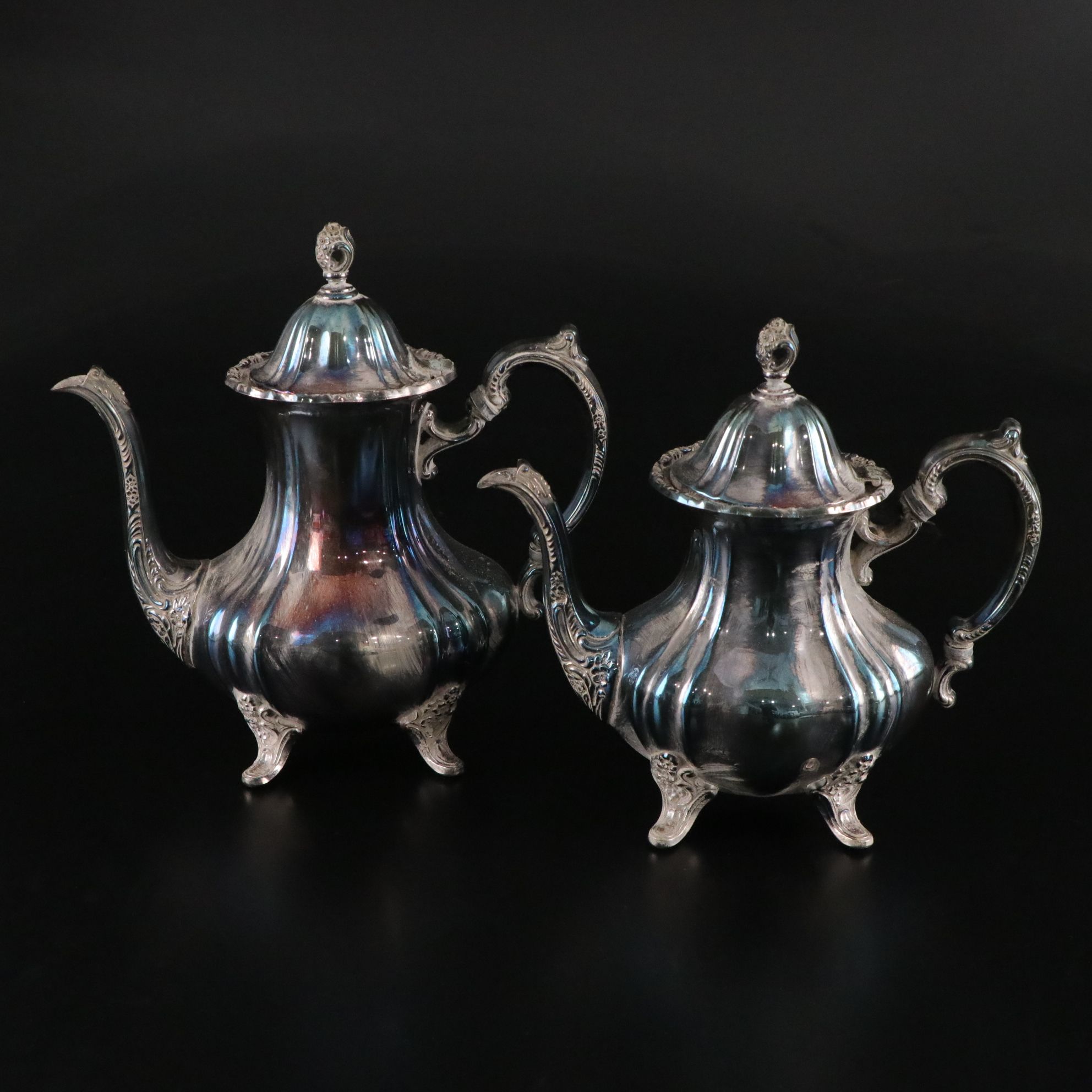 Poole Silver Co. "Lancaster Rose" Silver Plate Tea and Coffee Service