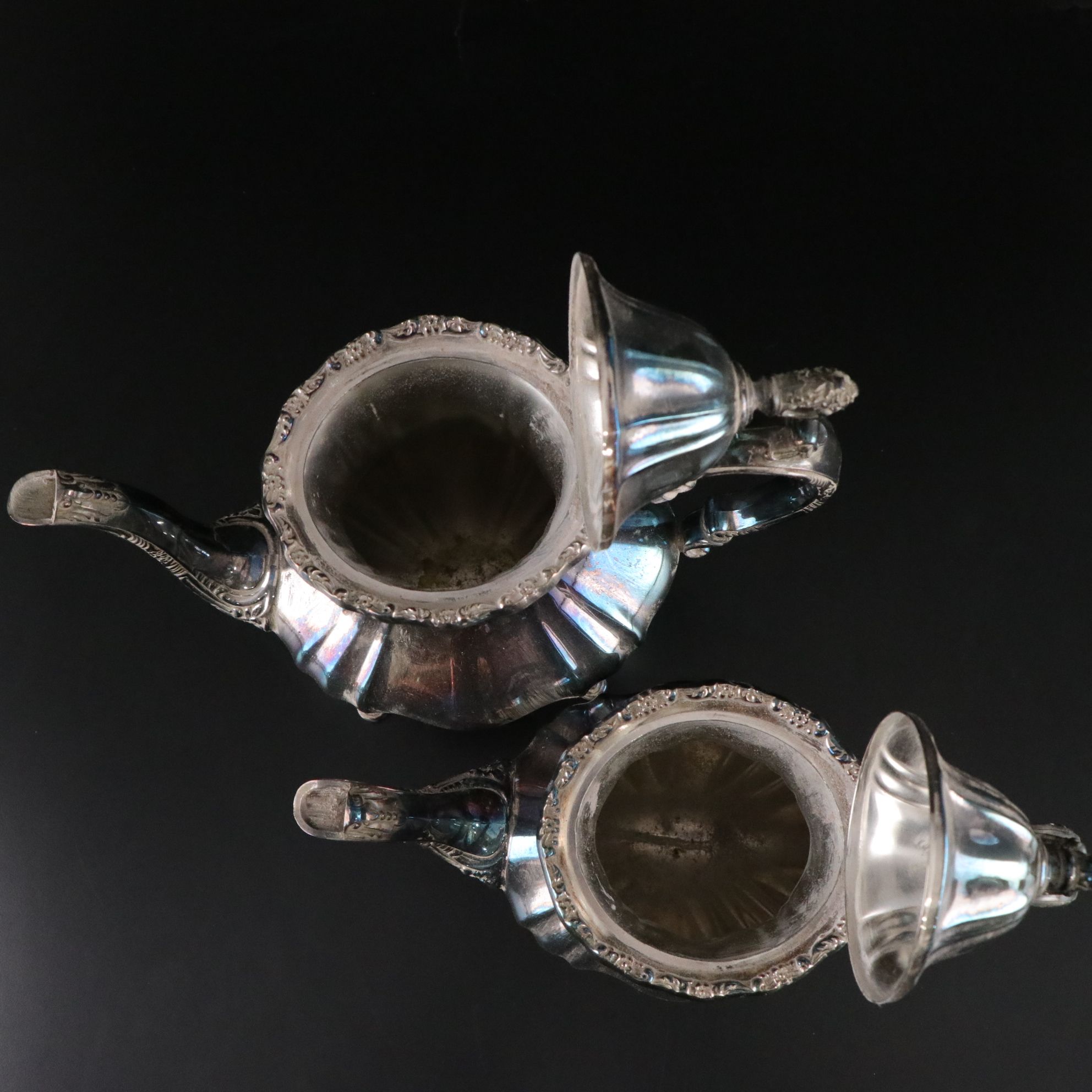 Poole Silver Co. "Lancaster Rose" Silver Plate Tea and Coffee Service