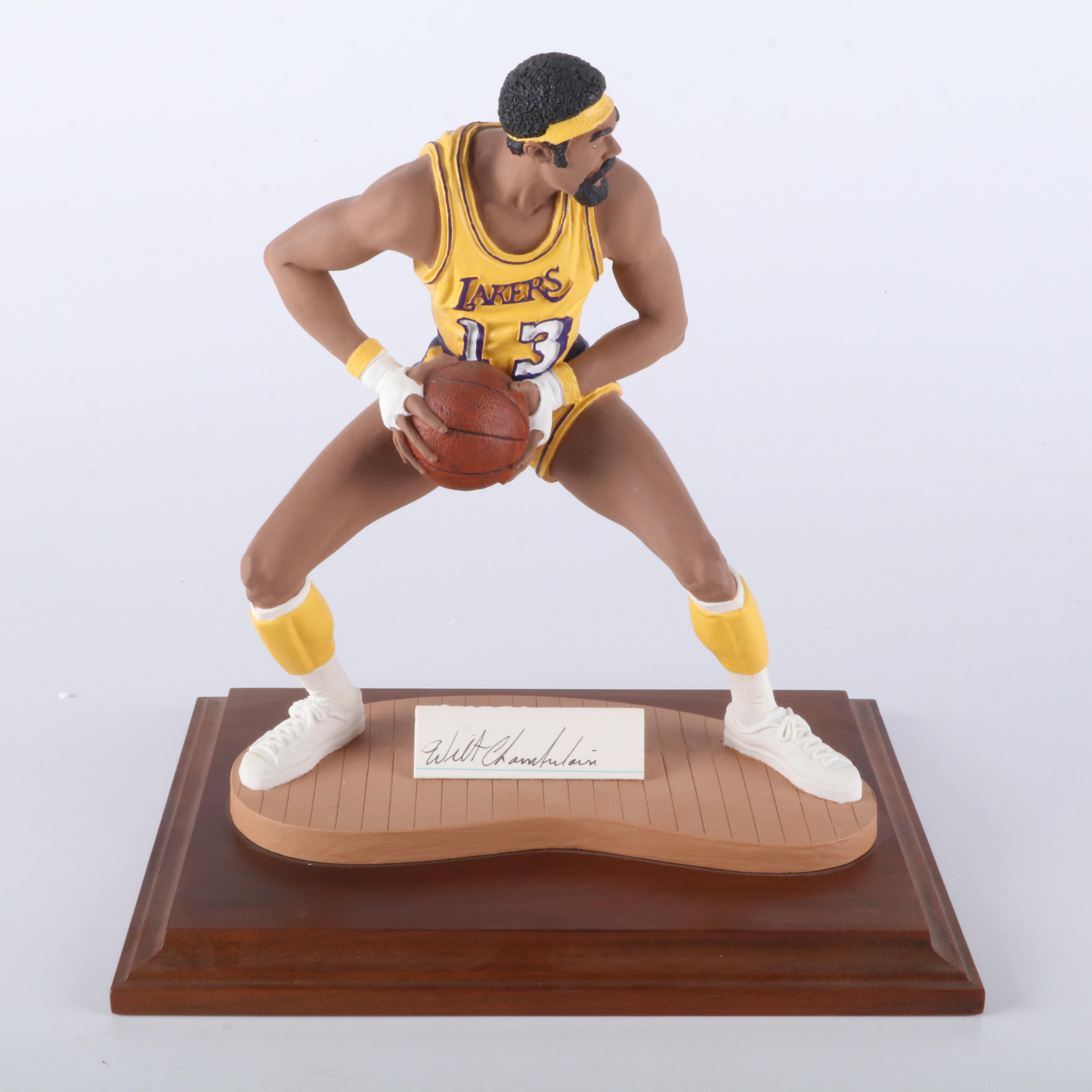 Wilt Chamberlain Signed Los Angeles Lakers Sports Porcelain Figurine