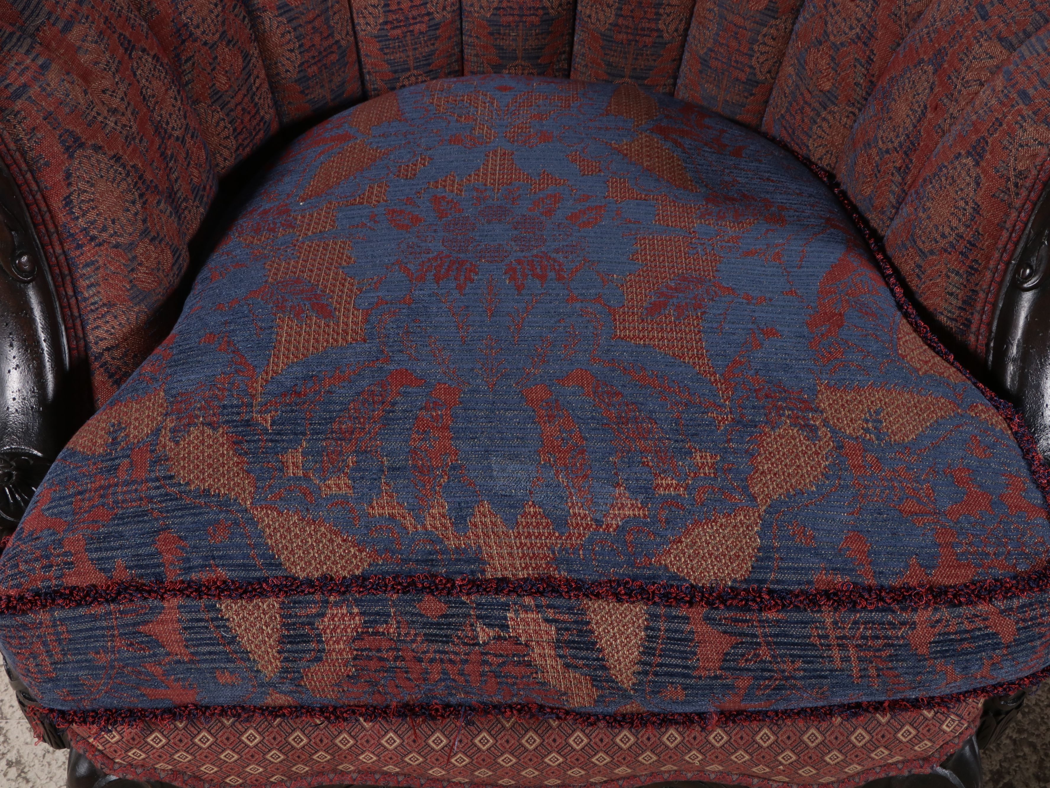 Carol Hick Bolton and EJ Victor Upholstered Victorian Style Barrel-Back Chairs