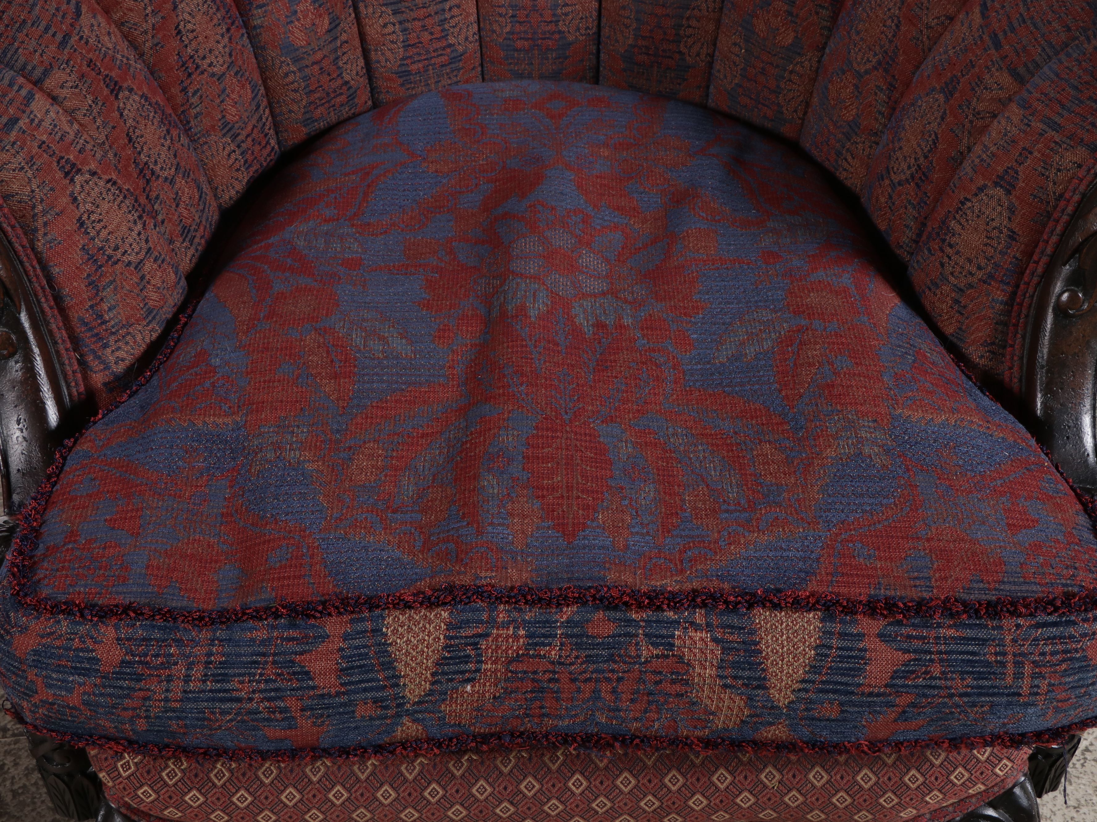 Carol Hick Bolton and EJ Victor Upholstered Victorian Style Barrel-Back Chairs