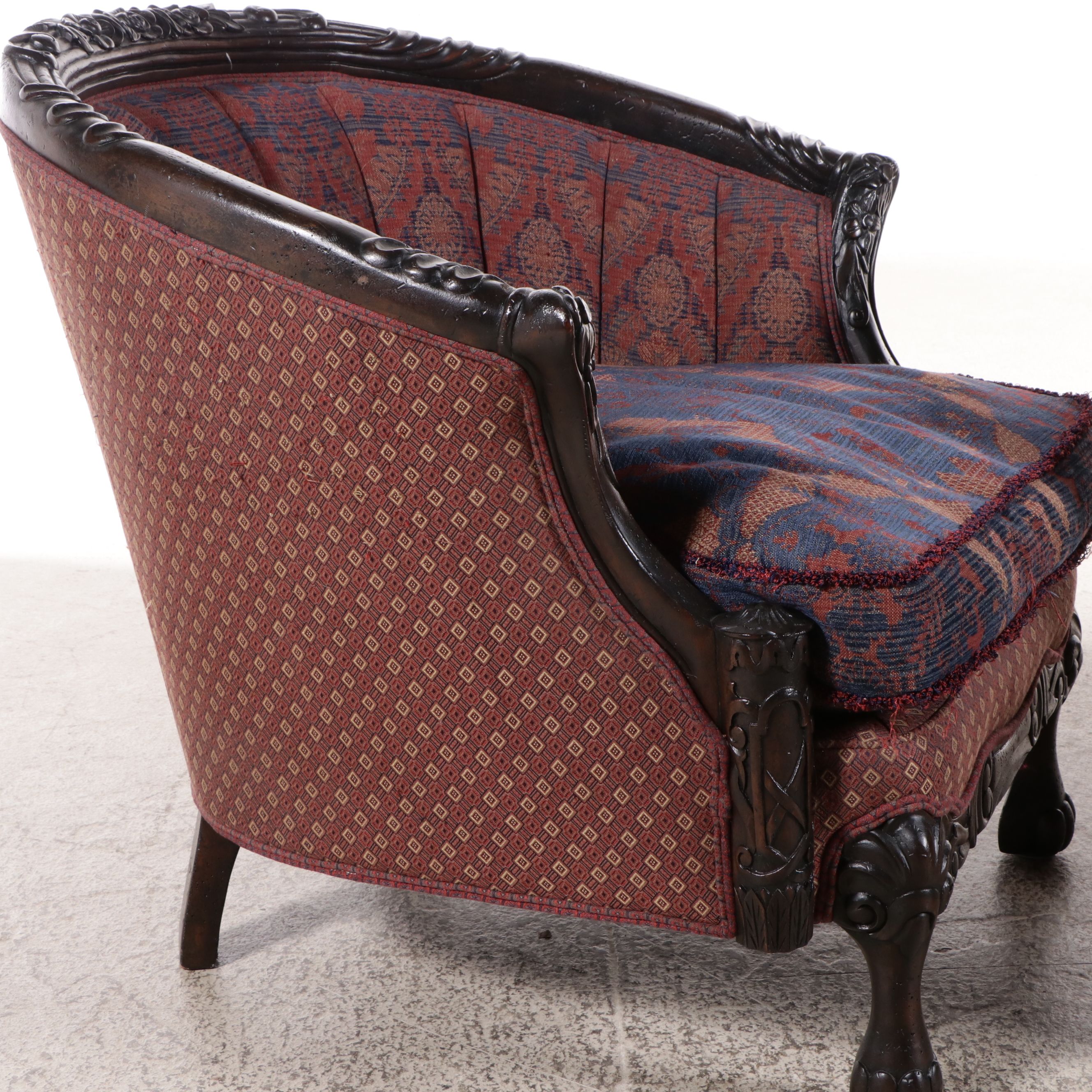 Carol Hick Bolton and EJ Victor Upholstered Victorian Style Barrel-Back Chairs