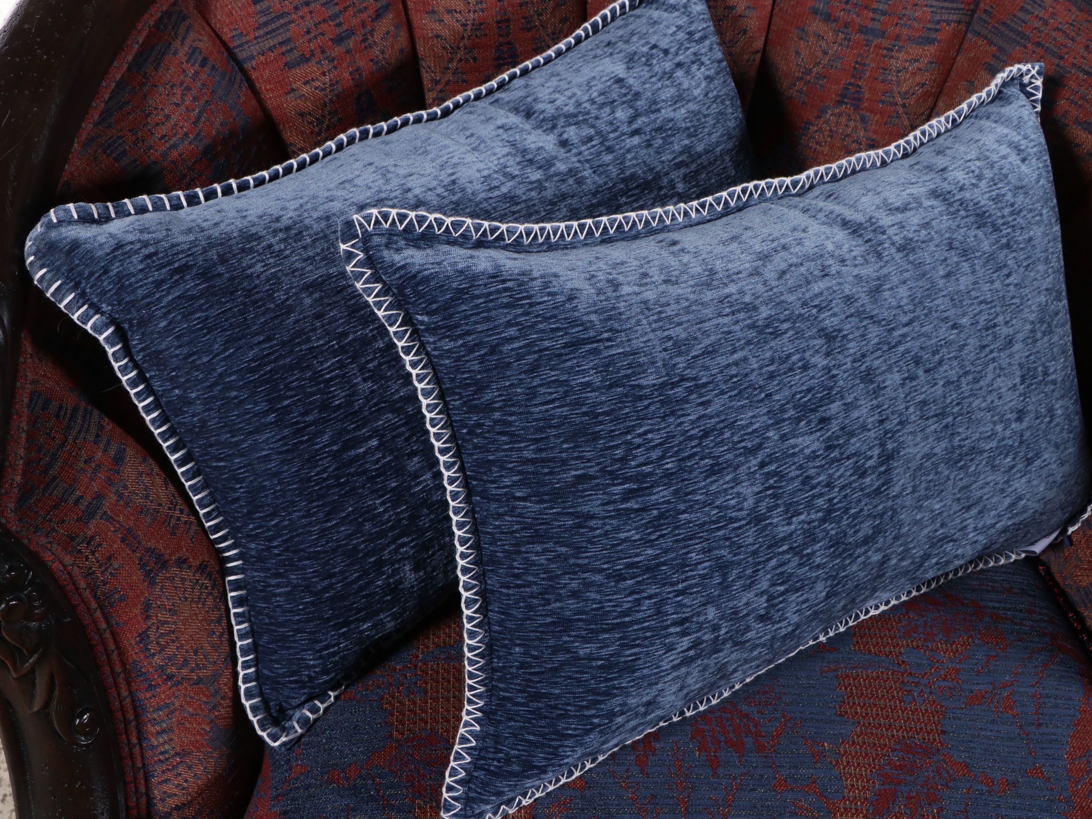 Carol Hick Bolton and EJ Victor Upholstered Victorian Style Barrel-Back Chairs